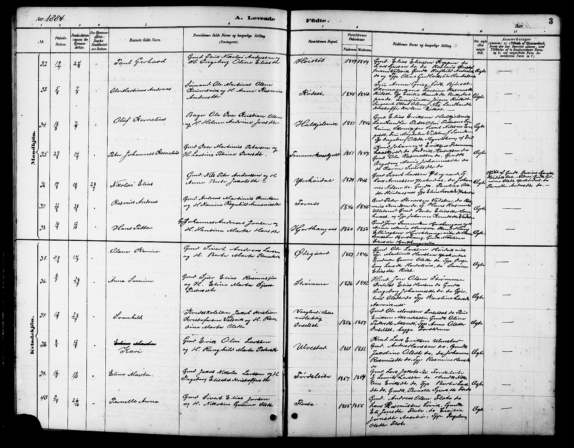 Ministerialprotokoller, klokkerbøker og fødselsregistre - Møre og Romsdal, AV/SAT-A-1454/511/L0158: Klokkerbok nr. 511C04, 1884-1903, s. 3