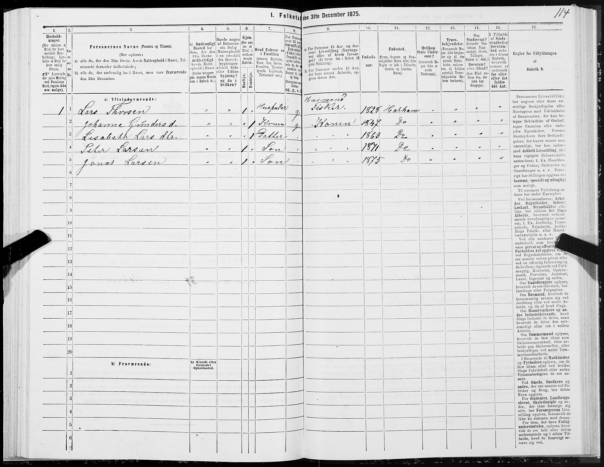 SAT, Folketelling 1875 for 1534P Haram prestegjeld, 1875, s. 1114