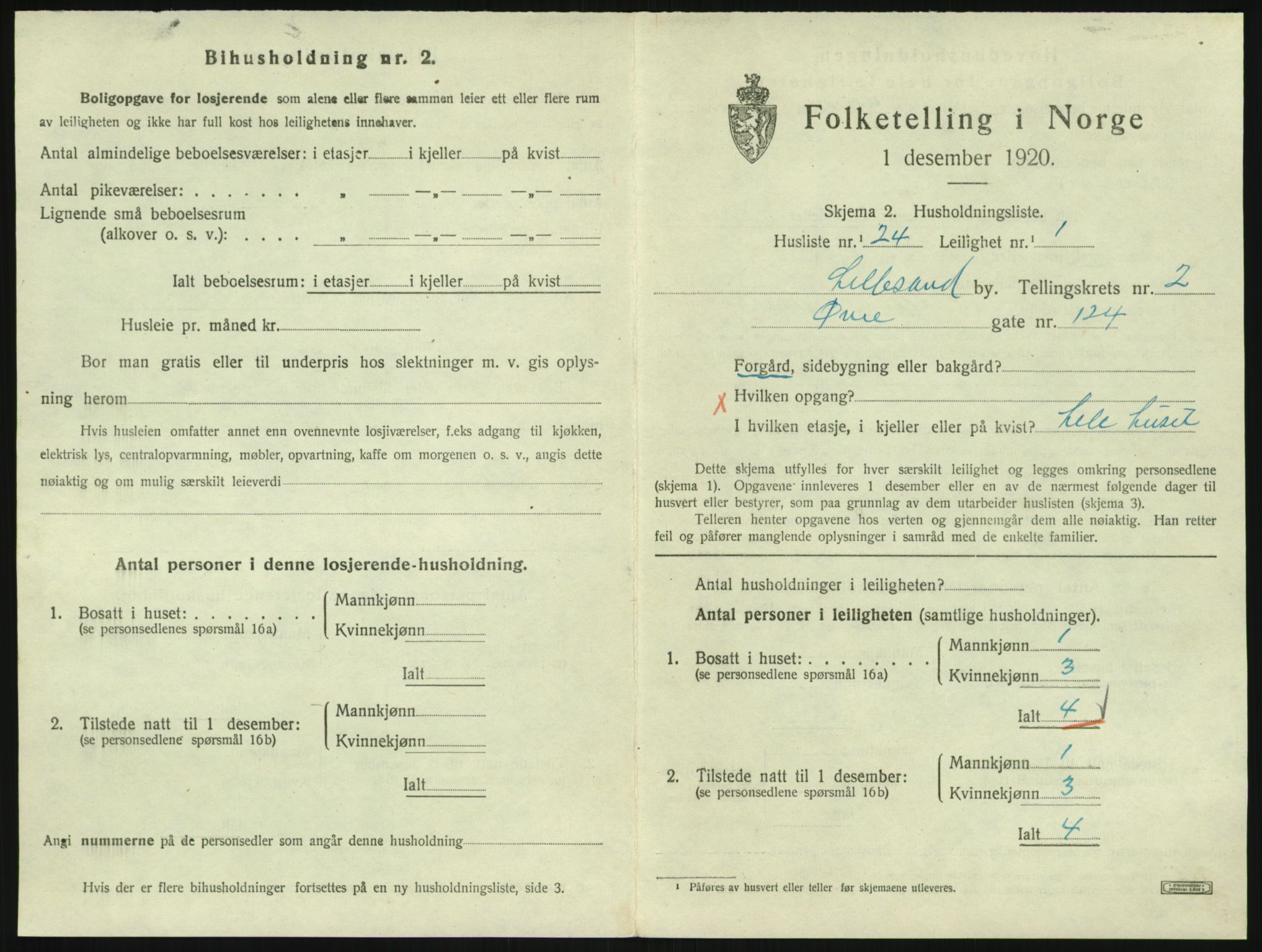 SAK, Folketelling 1920 for 0905 Lillesand ladested, 1920, s. 875