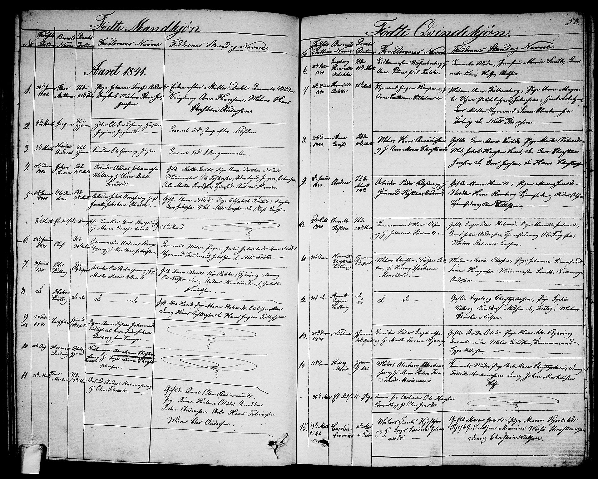 Larvik kirkebøker, AV/SAKO-A-352/G/Ga/L0003a: Klokkerbok nr. I 3A, 1830-1870, s. 58