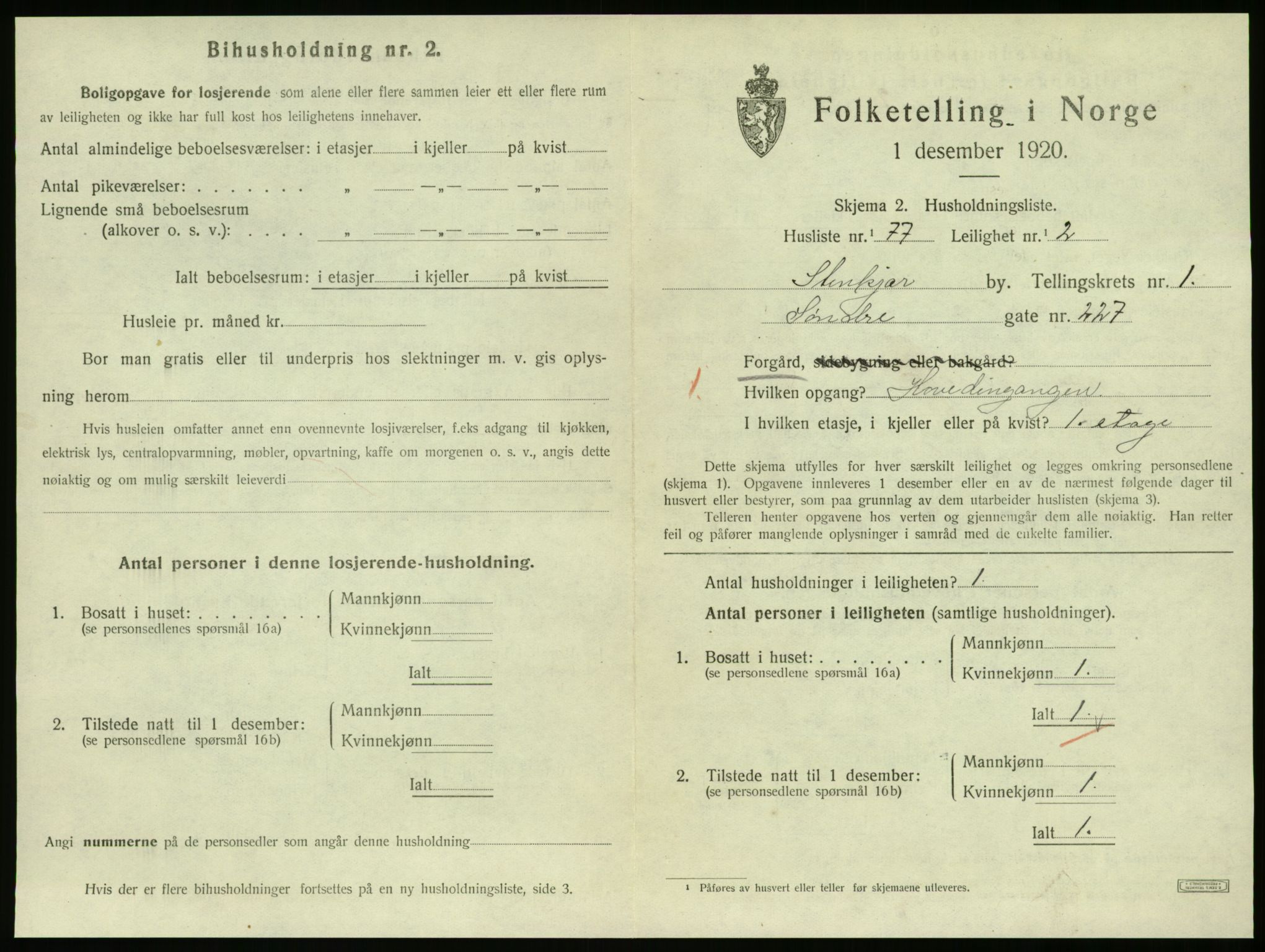 SAT, Folketelling 1920 for 1702 Steinkjer ladested, 1920, s. 1376