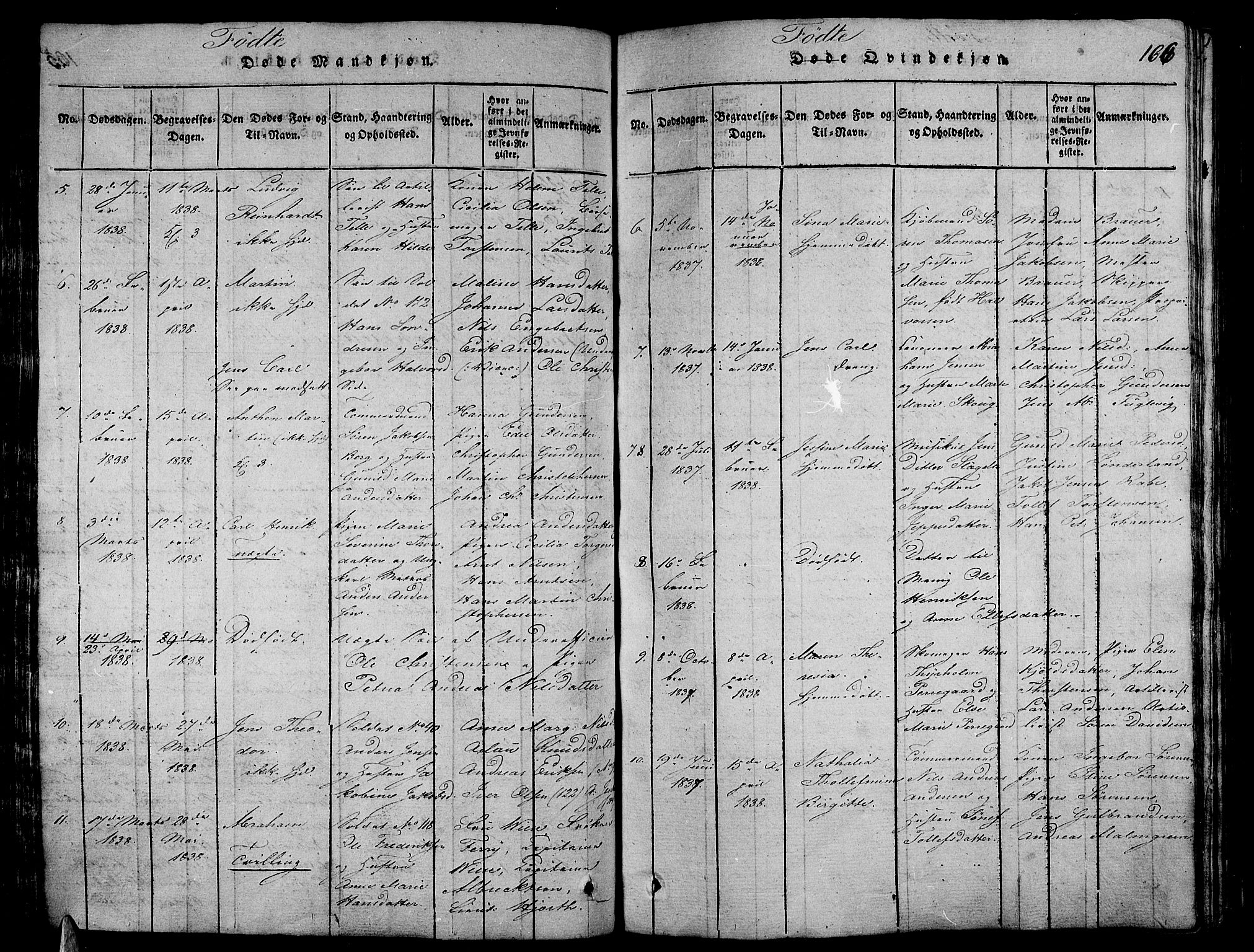 Stavern kirkebøker, AV/SAKO-A-318/G/Ga/L0001: Klokkerbok nr. 1, 1817-1841, s. 166