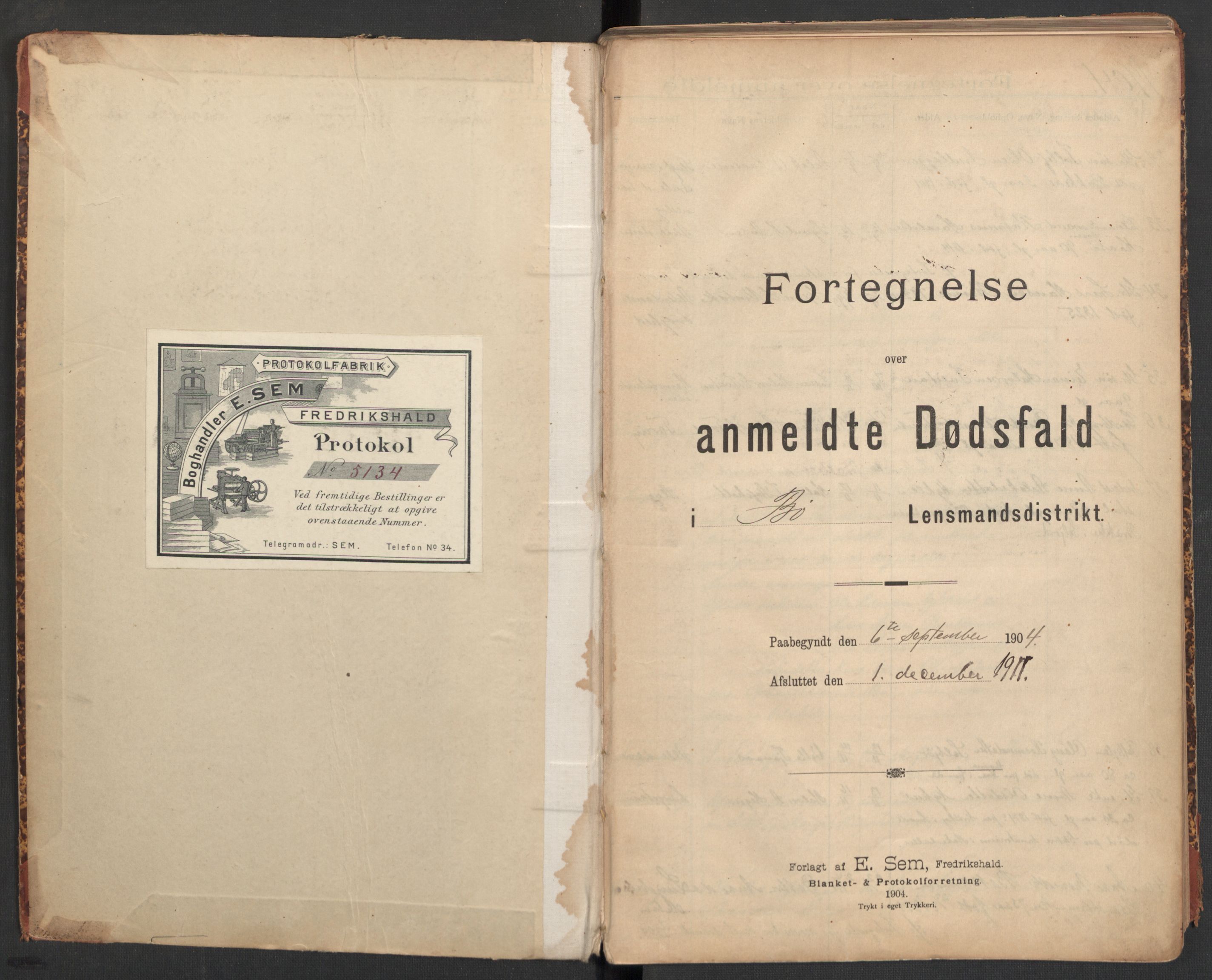 Bø lensmannskontor, SAKO/A-553/H/Ha/L0003: Dødsfallsprotokoll, 1904-1911