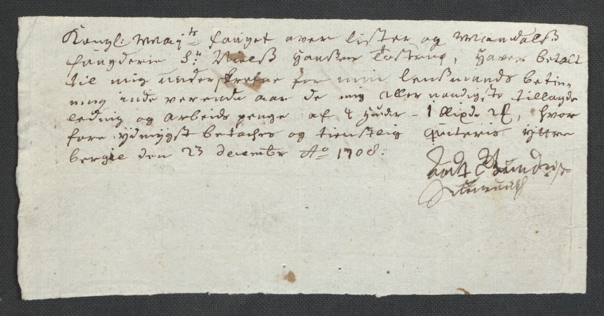 Rentekammeret inntil 1814, Reviderte regnskaper, Fogderegnskap, RA/EA-4092/R43/L2552: Fogderegnskap Lista og Mandal, 1705-1709, s. 125