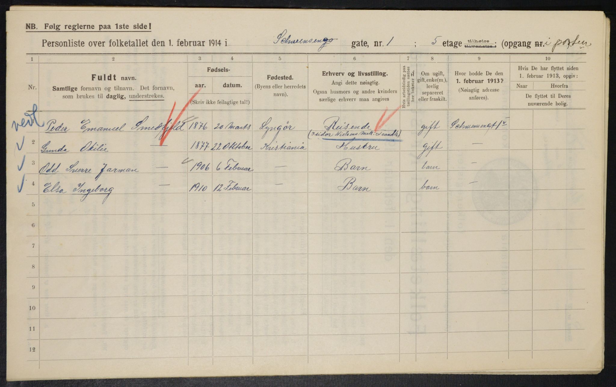 OBA, Kommunal folketelling 1.2.1914 for Kristiania, 1914, s. 92480