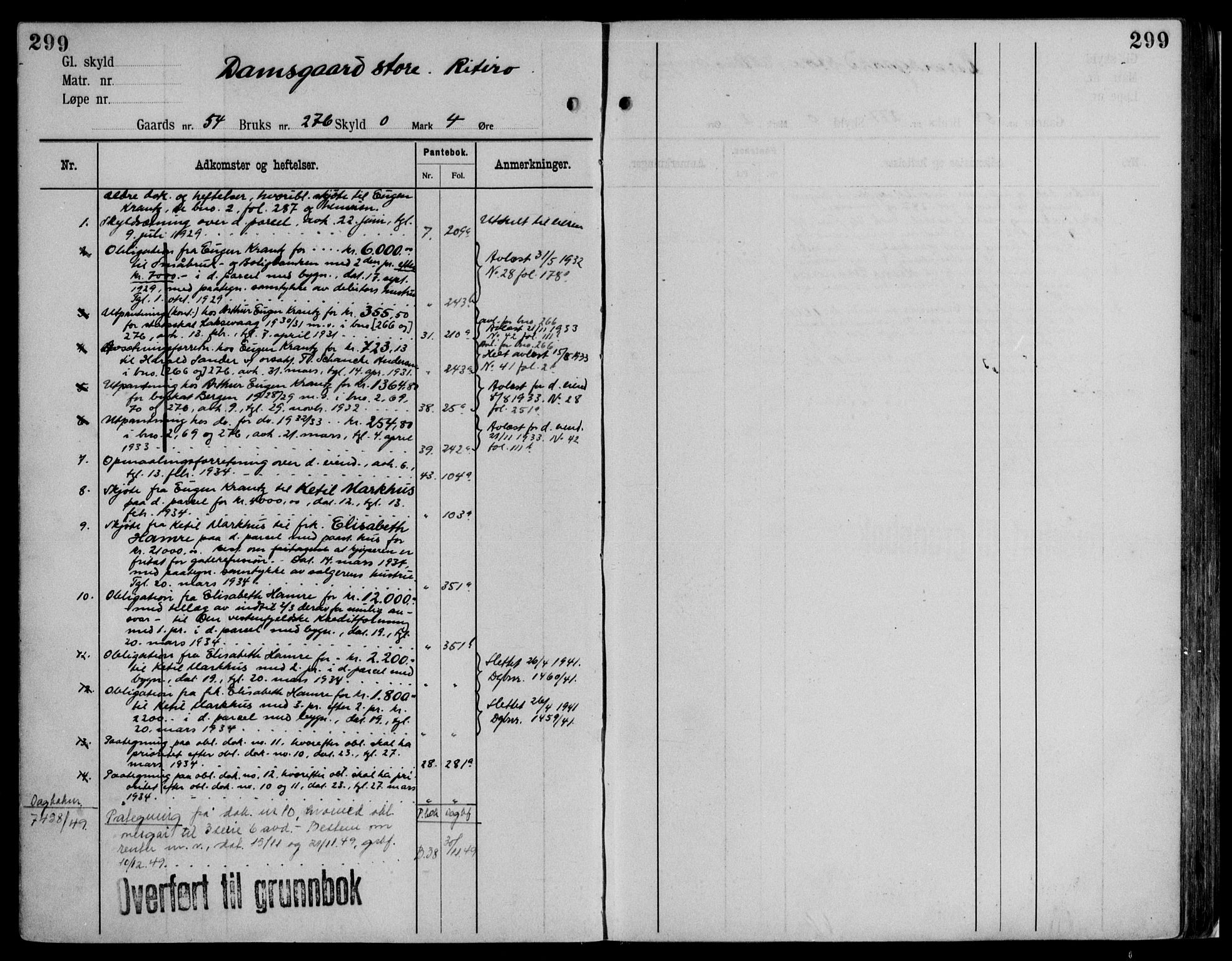 Midhordland sorenskriveri, AV/SAB-A-3001/1/G/Ga/Gab/L0116: Panteregister nr. II.A.b.116, s. 299