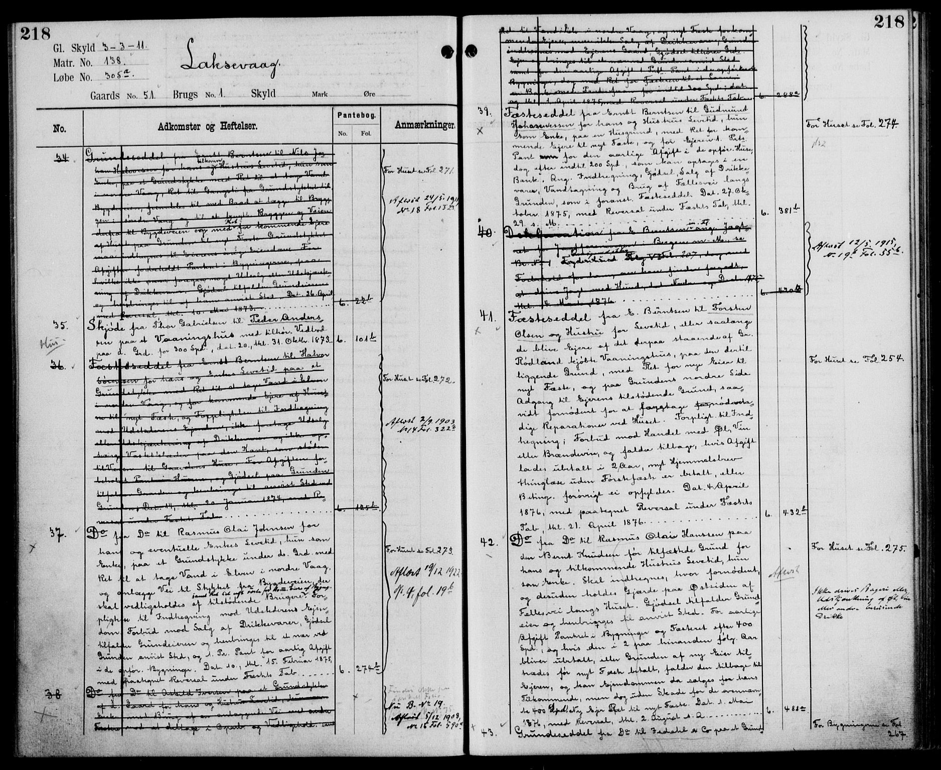 Midhordland sorenskriveri, AV/SAB-A-3001/1/G/Ga/Gab/L0110: Panteregister nr. II.A.b.110, s. 218