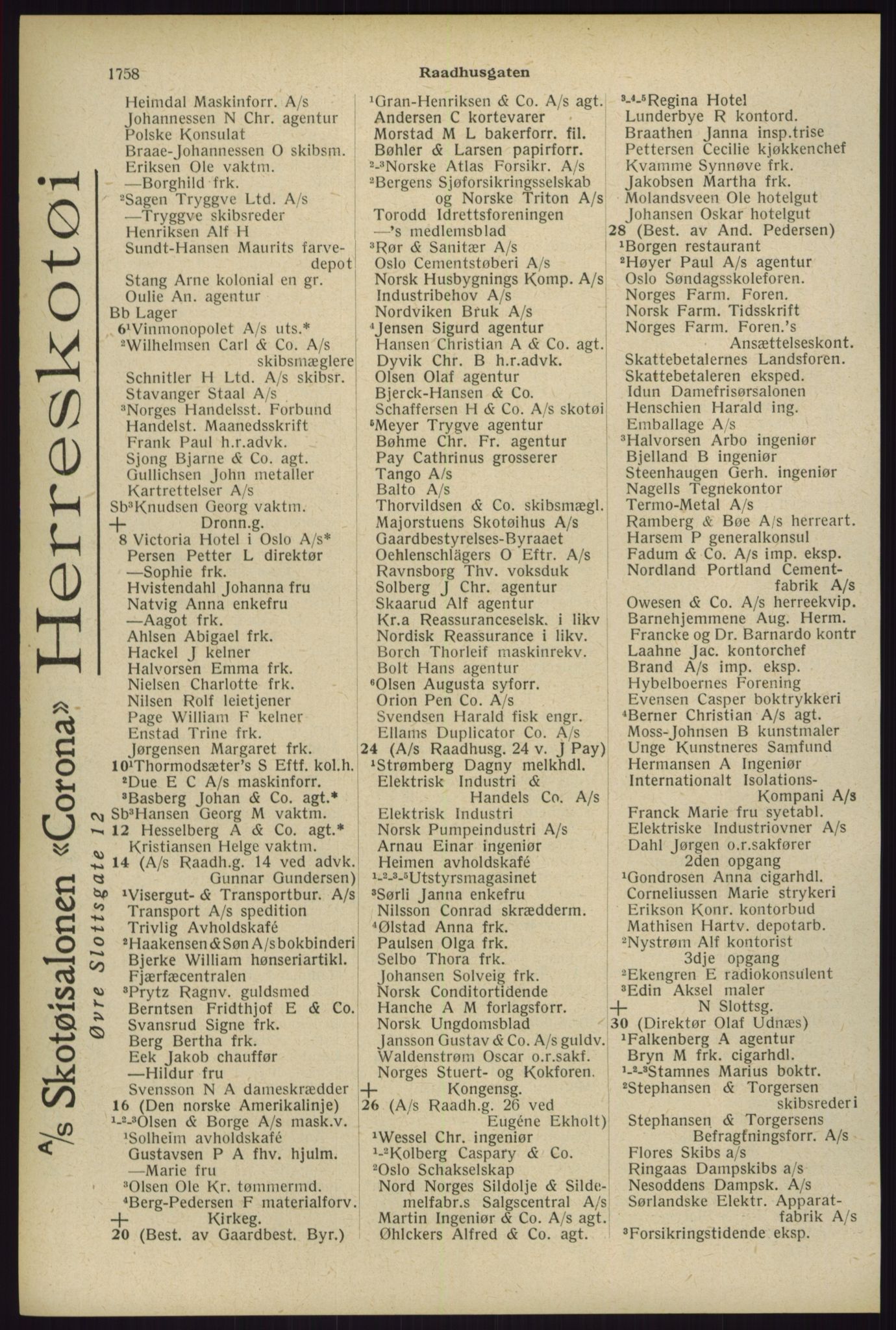 Kristiania/Oslo adressebok, PUBL/-, 1929, s. 1758