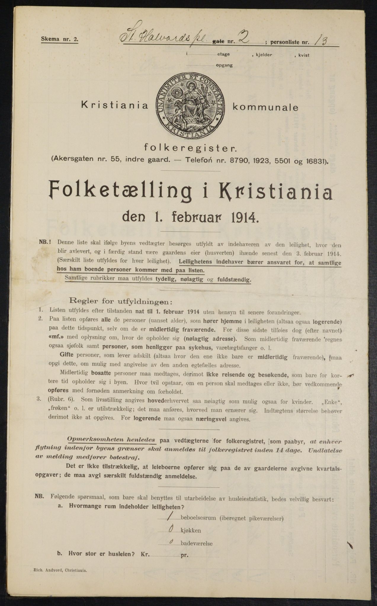 OBA, Kommunal folketelling 1.2.1914 for Kristiania, 1914, s. 87787