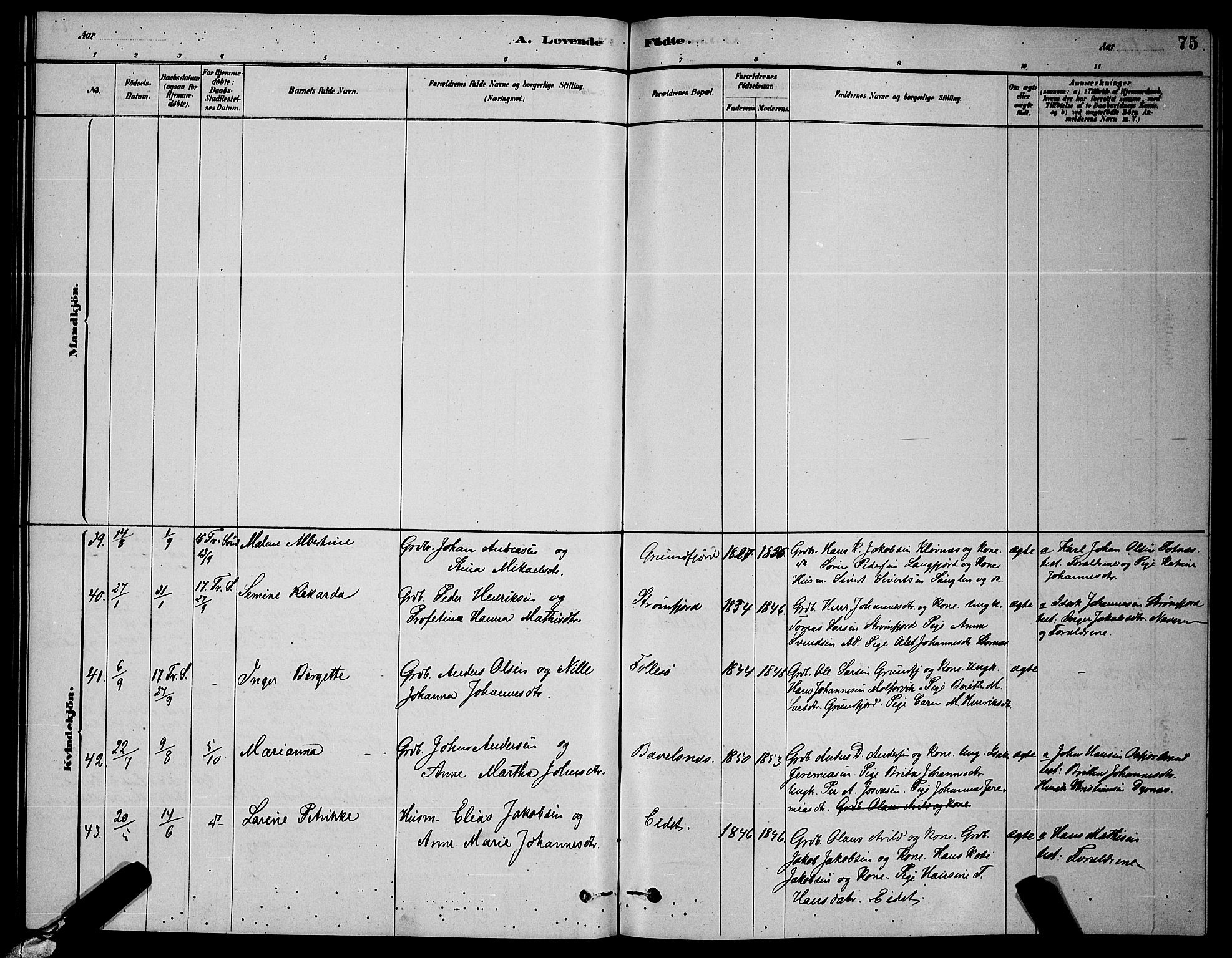 Skjervøy sokneprestkontor, AV/SATØ-S-1300/H/Ha/Hab/L0006klokker: Klokkerbok nr. 6, 1878-1888, s. 75