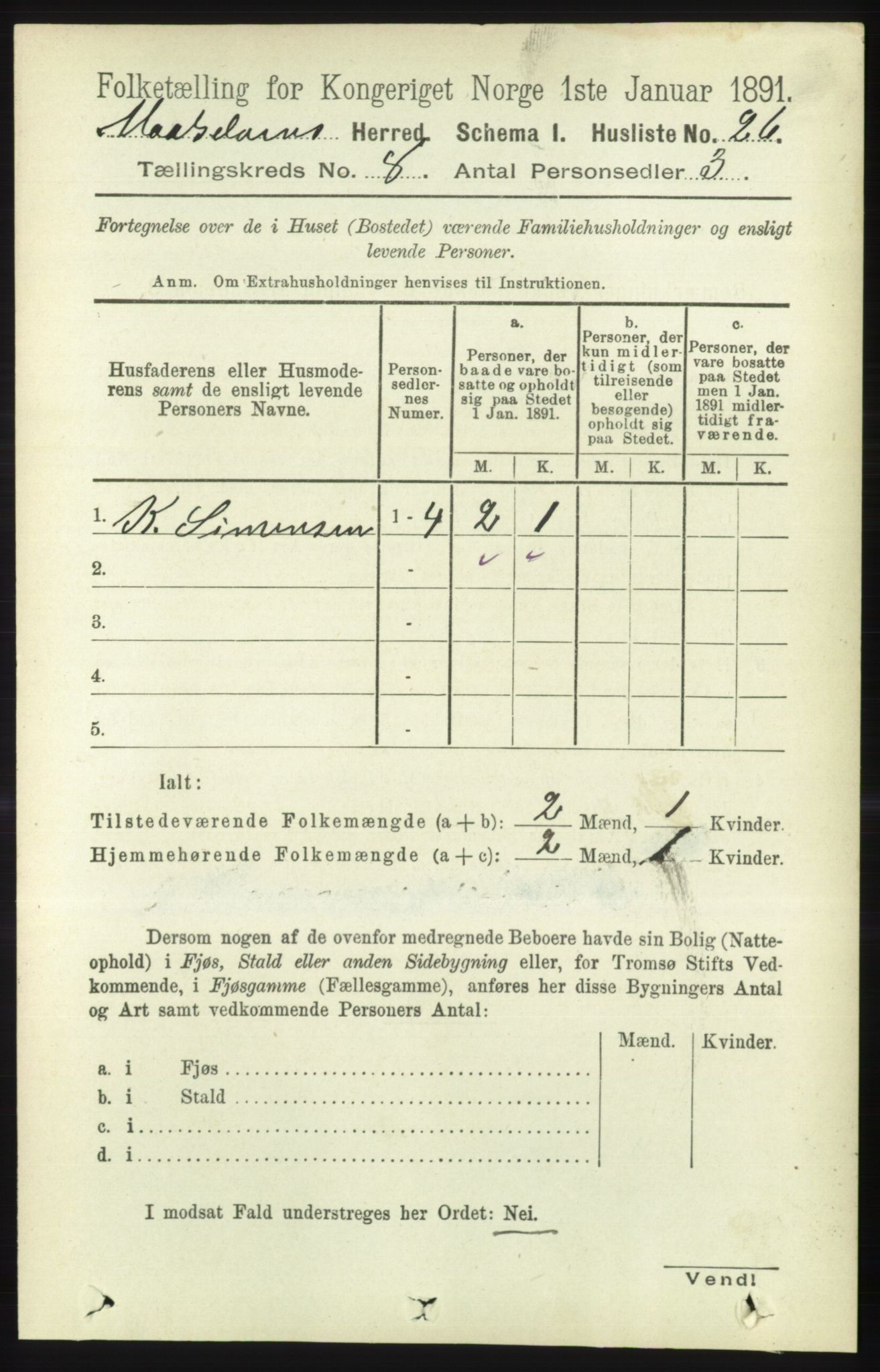 RA, Folketelling 1891 for 1924 Målselv herred, 1891, s. 2525