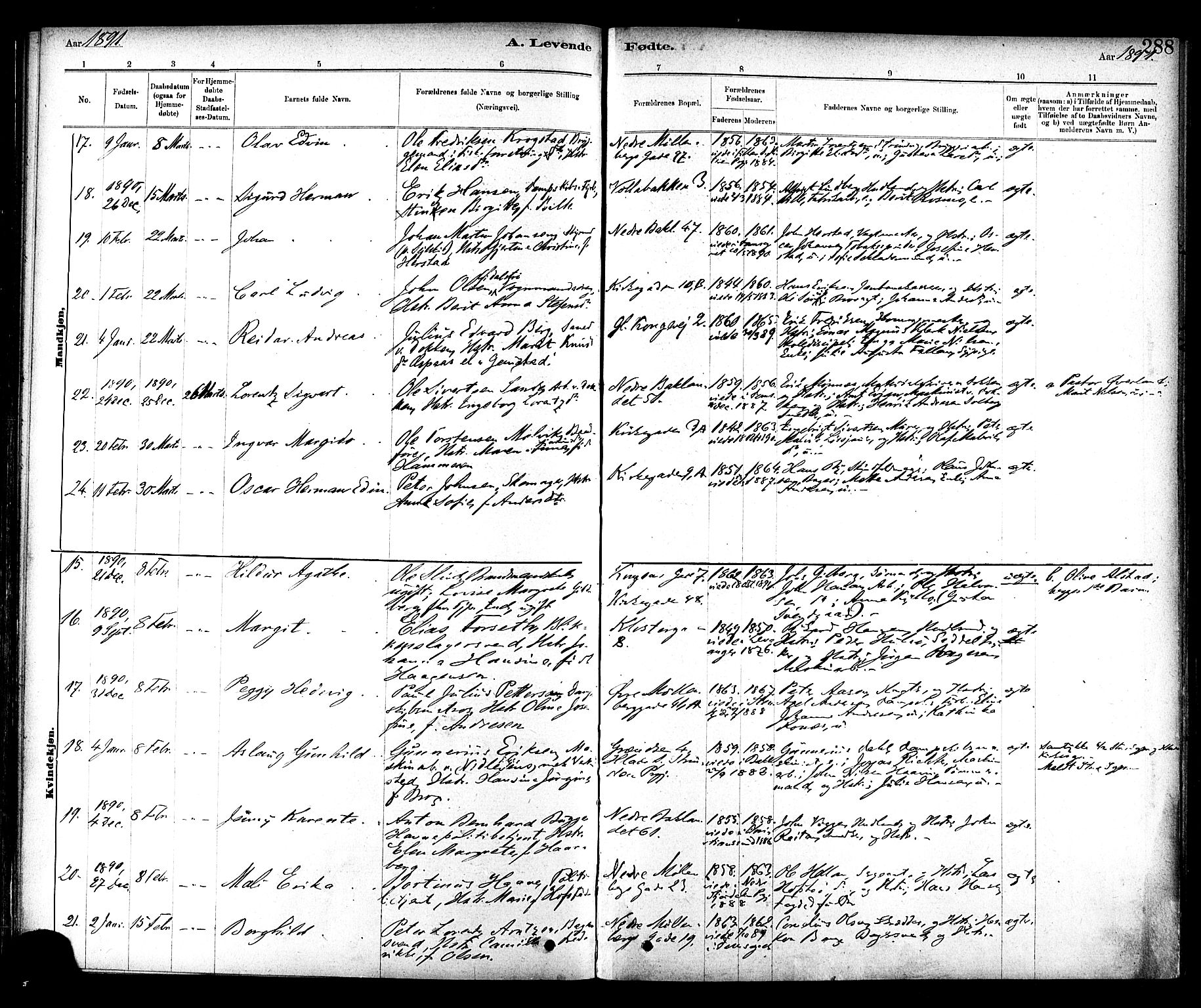 Ministerialprotokoller, klokkerbøker og fødselsregistre - Sør-Trøndelag, SAT/A-1456/604/L0188: Ministerialbok nr. 604A09, 1878-1892, s. 288