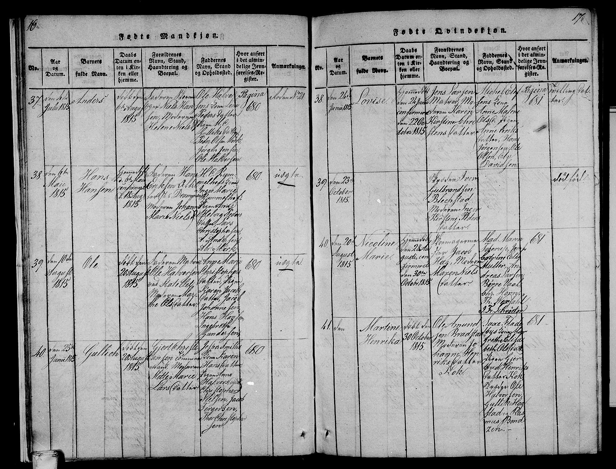 Larvik kirkebøker, AV/SAKO-A-352/F/Fa/L0001: Ministerialbok nr. I 1, 1814-1825, s. 16-17