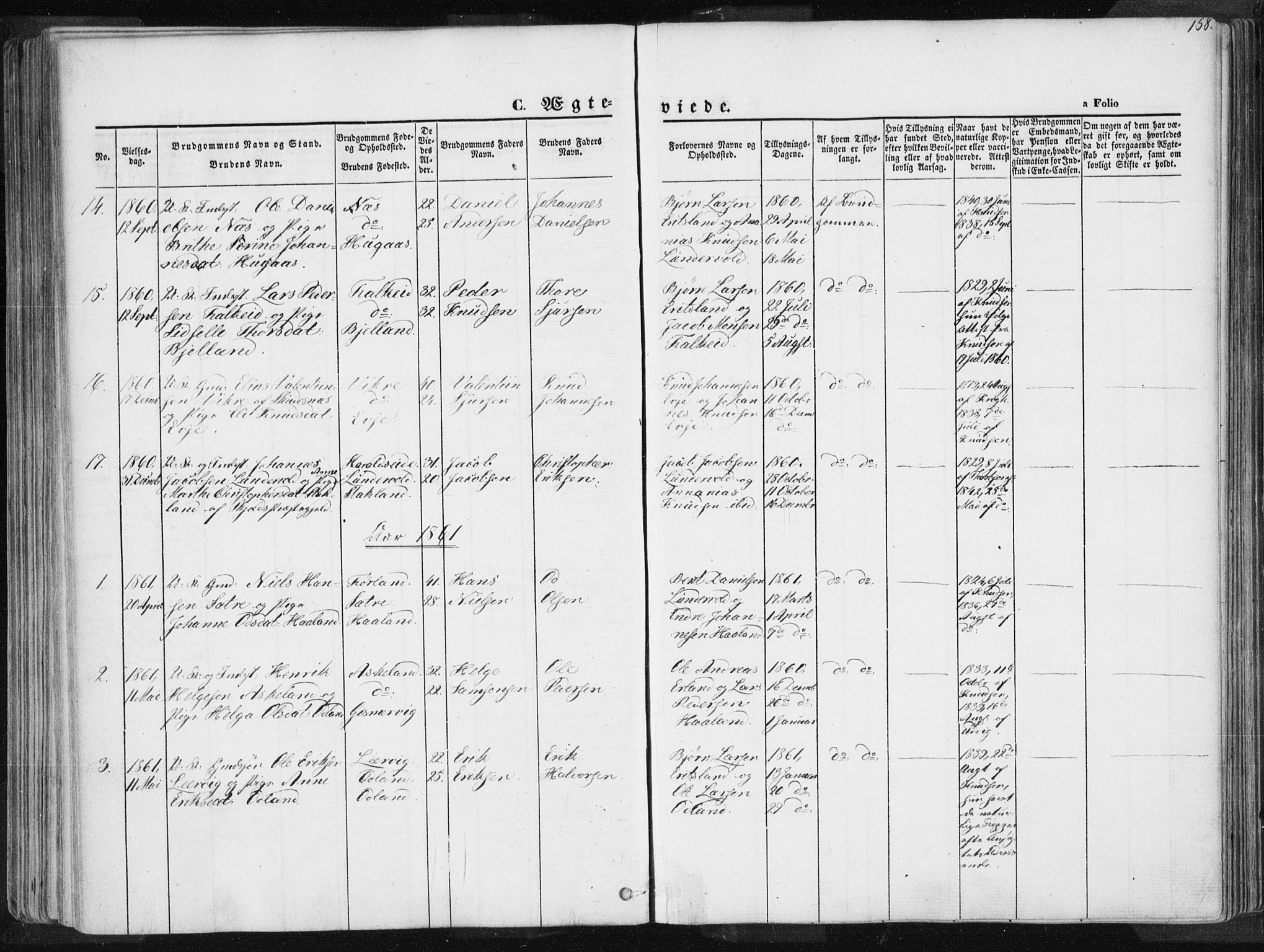 Tysvær sokneprestkontor, SAST/A -101864/H/Ha/Haa/L0003: Ministerialbok nr. A 3, 1856-1865, s. 158