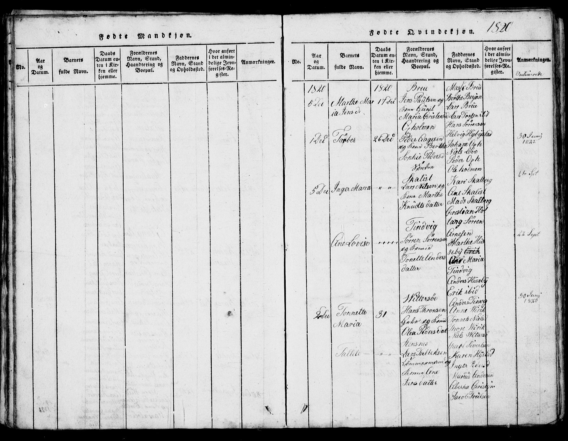 Tjølling kirkebøker, AV/SAKO-A-60/G/Ga/L0001: Klokkerbok nr. 1, 1814-1835, s. 58