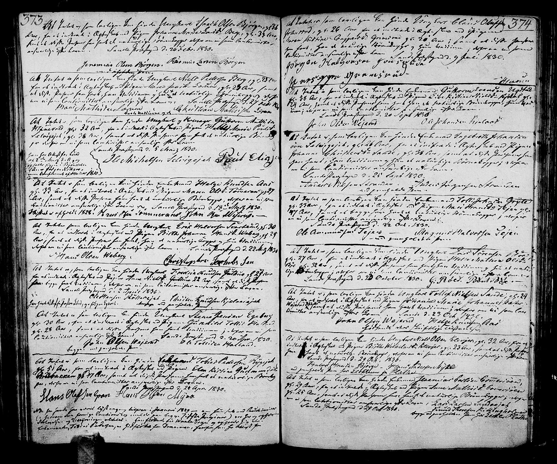 Sande Kirkebøker, AV/SAKO-A-53/F/Fa/L0002: Ministerialbok nr. 2, 1804-1814, s. 373-374