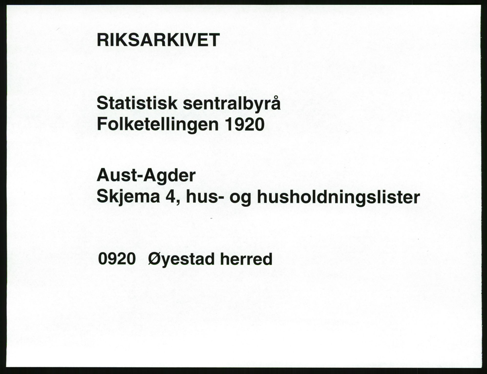 SAK, Folketelling 1920 for 0920 Øyestad herred, 1920, s. 54