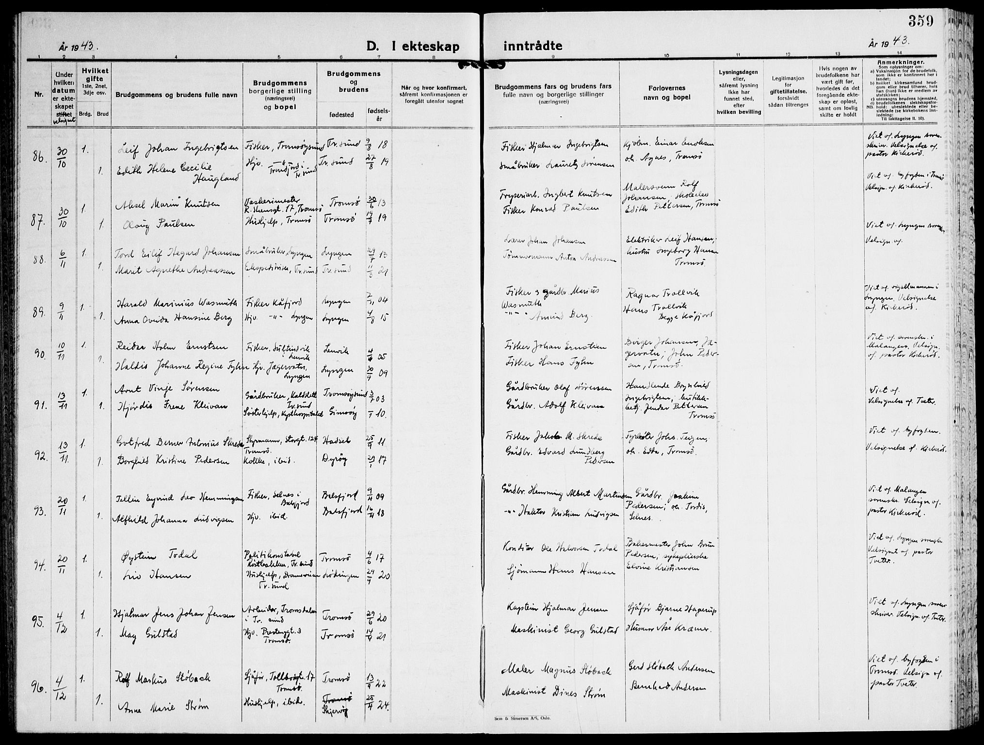 Tromsø sokneprestkontor/stiftsprosti/domprosti, AV/SATØ-S-1343/G/Gb/L0011klokker: Klokkerbok nr. 11, 1942-1944, s. 359