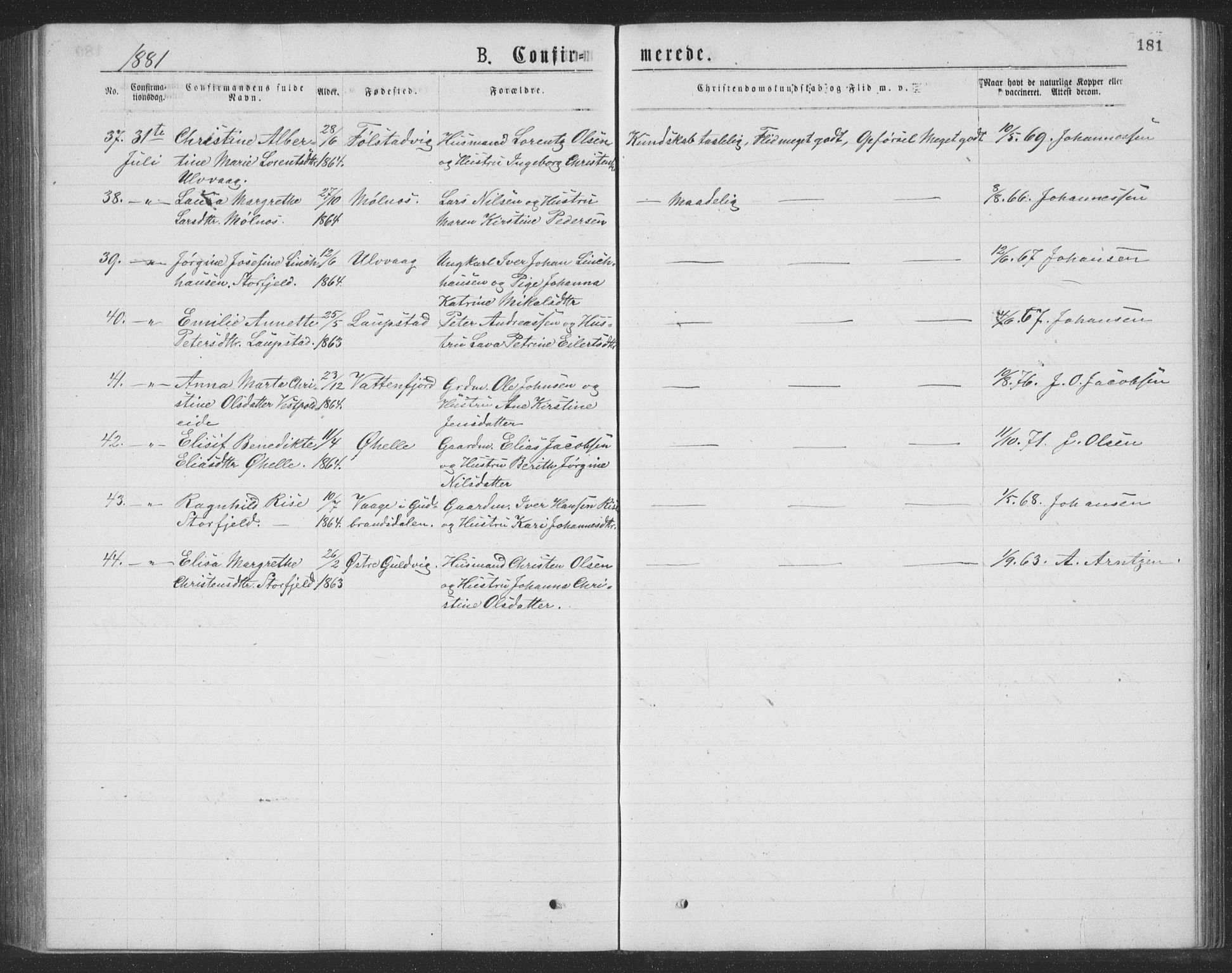 Ministerialprotokoller, klokkerbøker og fødselsregistre - Nordland, AV/SAT-A-1459/874/L1075: Klokkerbok nr. 874C04, 1876-1883, s. 181