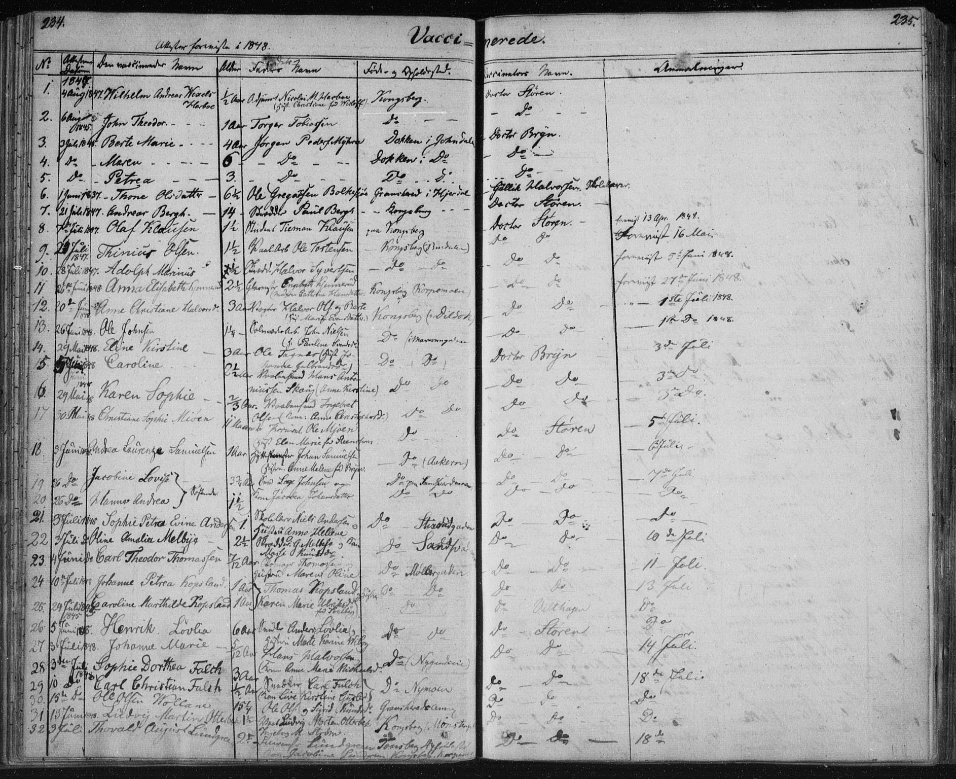 Kongsberg kirkebøker, AV/SAKO-A-22/F/Fa/L0009: Ministerialbok nr. I 9, 1839-1858, s. 234-235