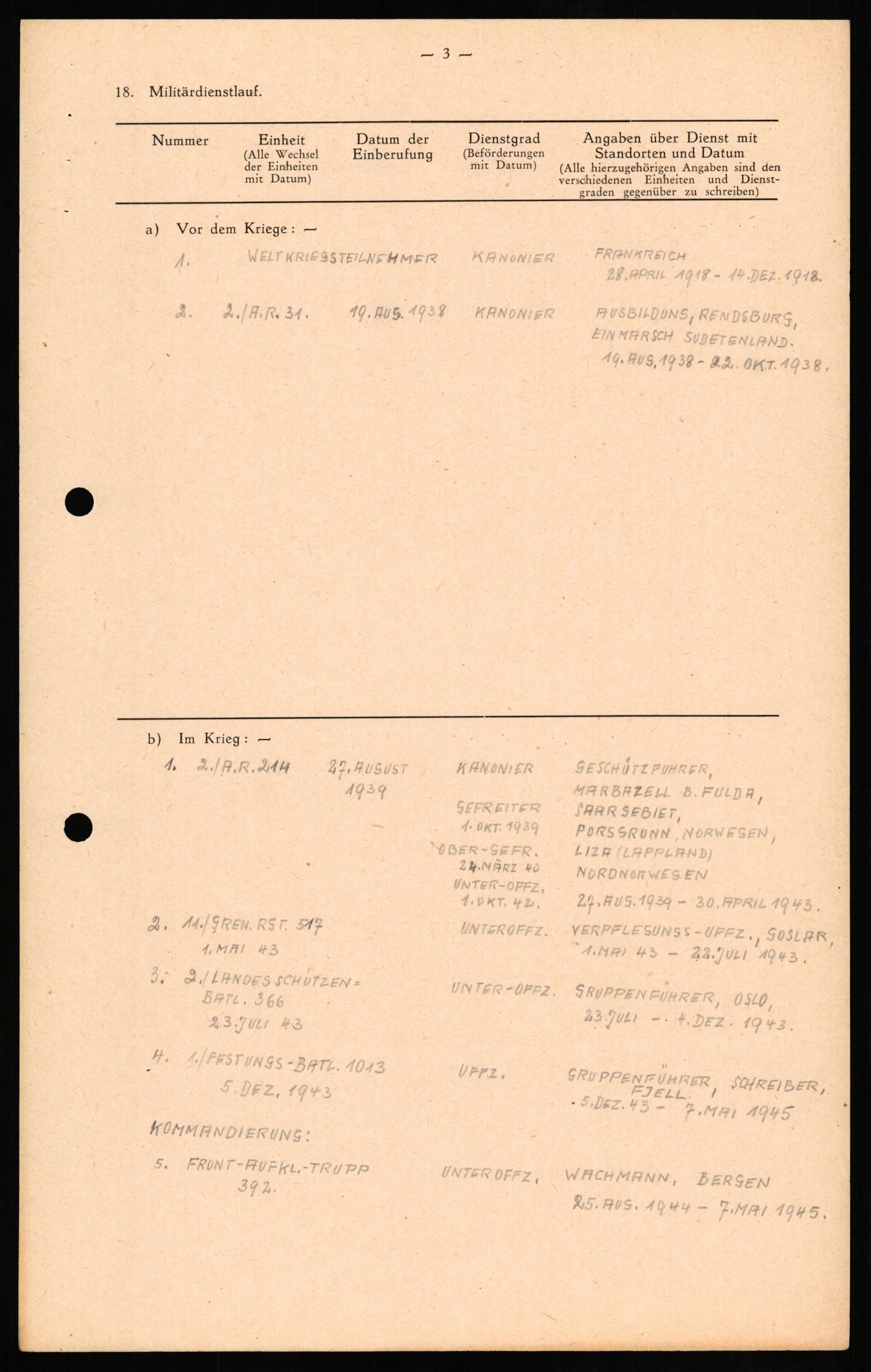 Forsvaret, Forsvarets overkommando II, AV/RA-RAFA-3915/D/Db/L0013: CI Questionaires. Tyske okkupasjonsstyrker i Norge. Tyskere., 1945-1946, s. 112