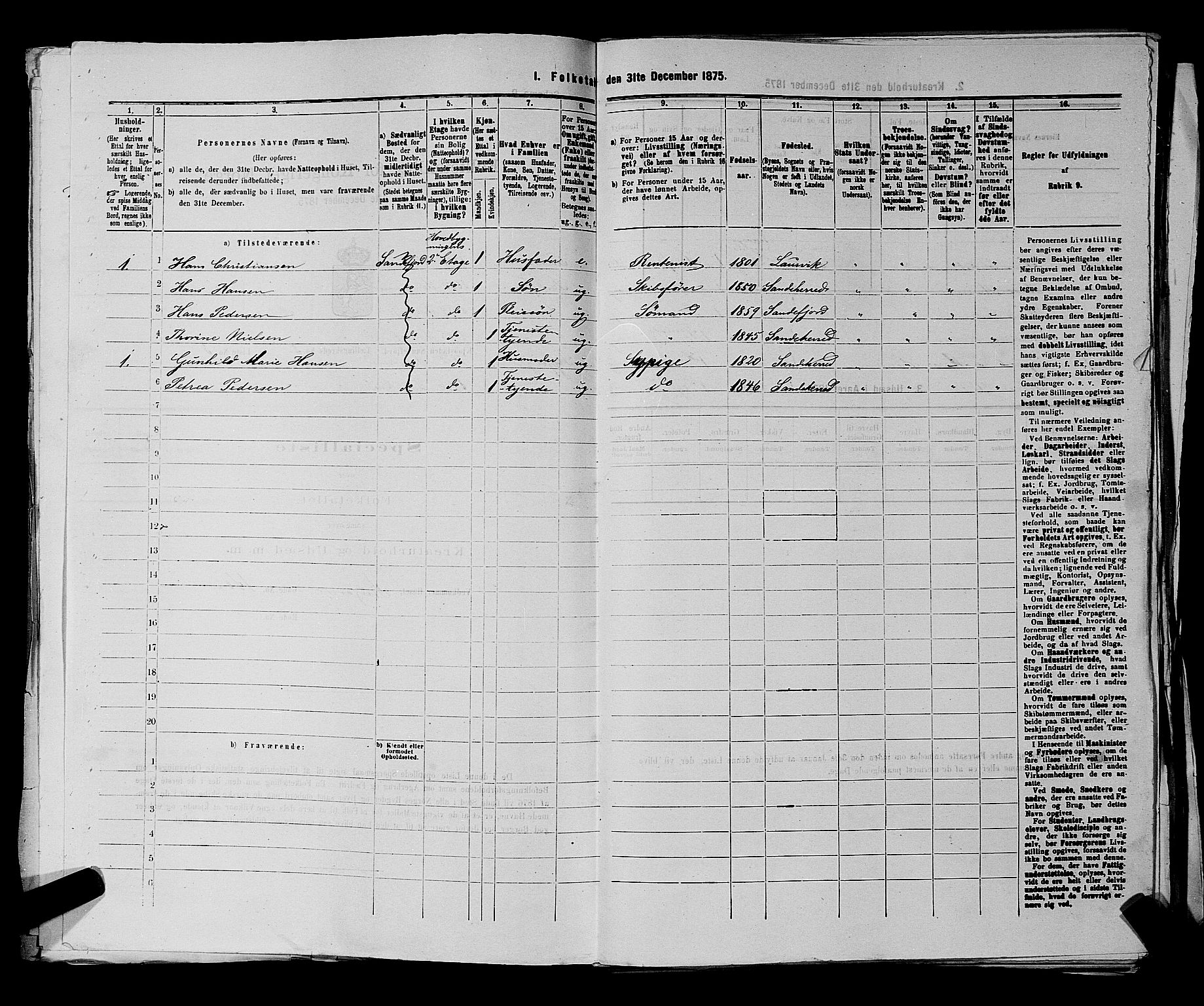 SAKO, Folketelling 1875 for 0706B Sandeherred prestegjeld, Sandefjord kjøpstad, 1875, s. 357