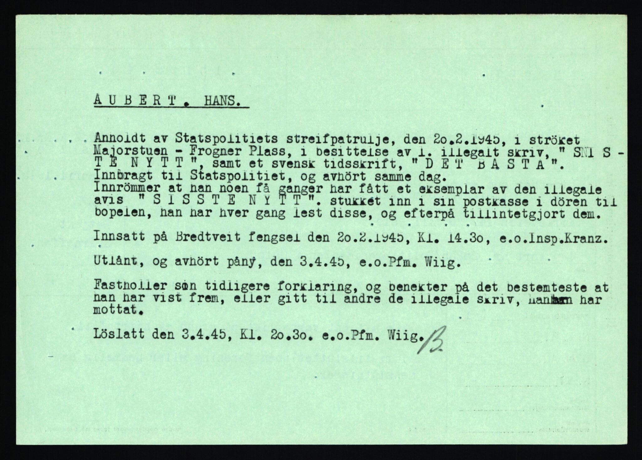 Statspolitiet - Hovedkontoret / Osloavdelingen, AV/RA-S-1329/C/Ca/L0002: Arneberg - Brand, 1943-1945, s. 607