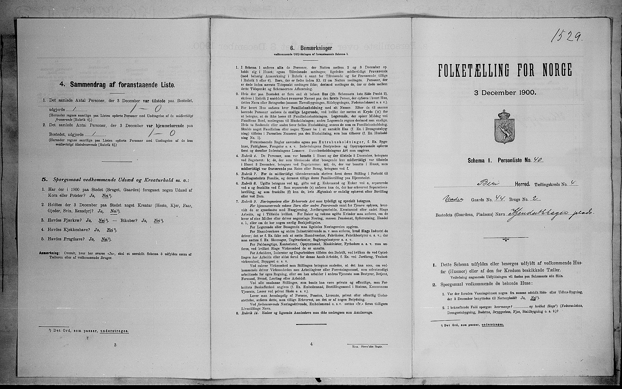 SAH, Folketelling 1900 for 0525 Biri herred, 1900, s. 598