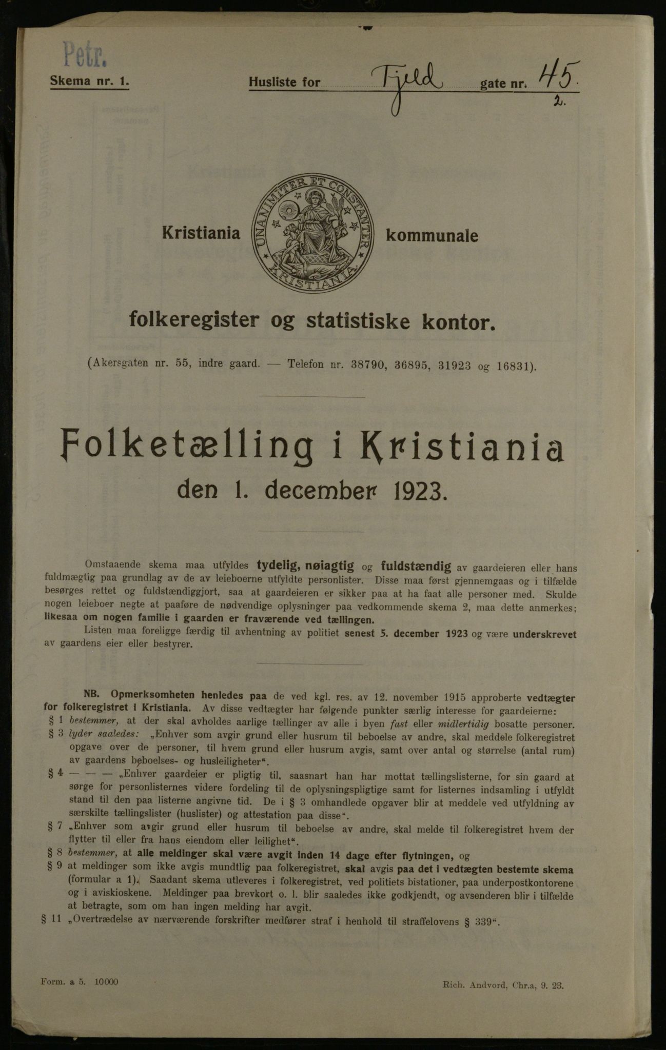 OBA, Kommunal folketelling 1.12.1923 for Kristiania, 1923, s. 27675