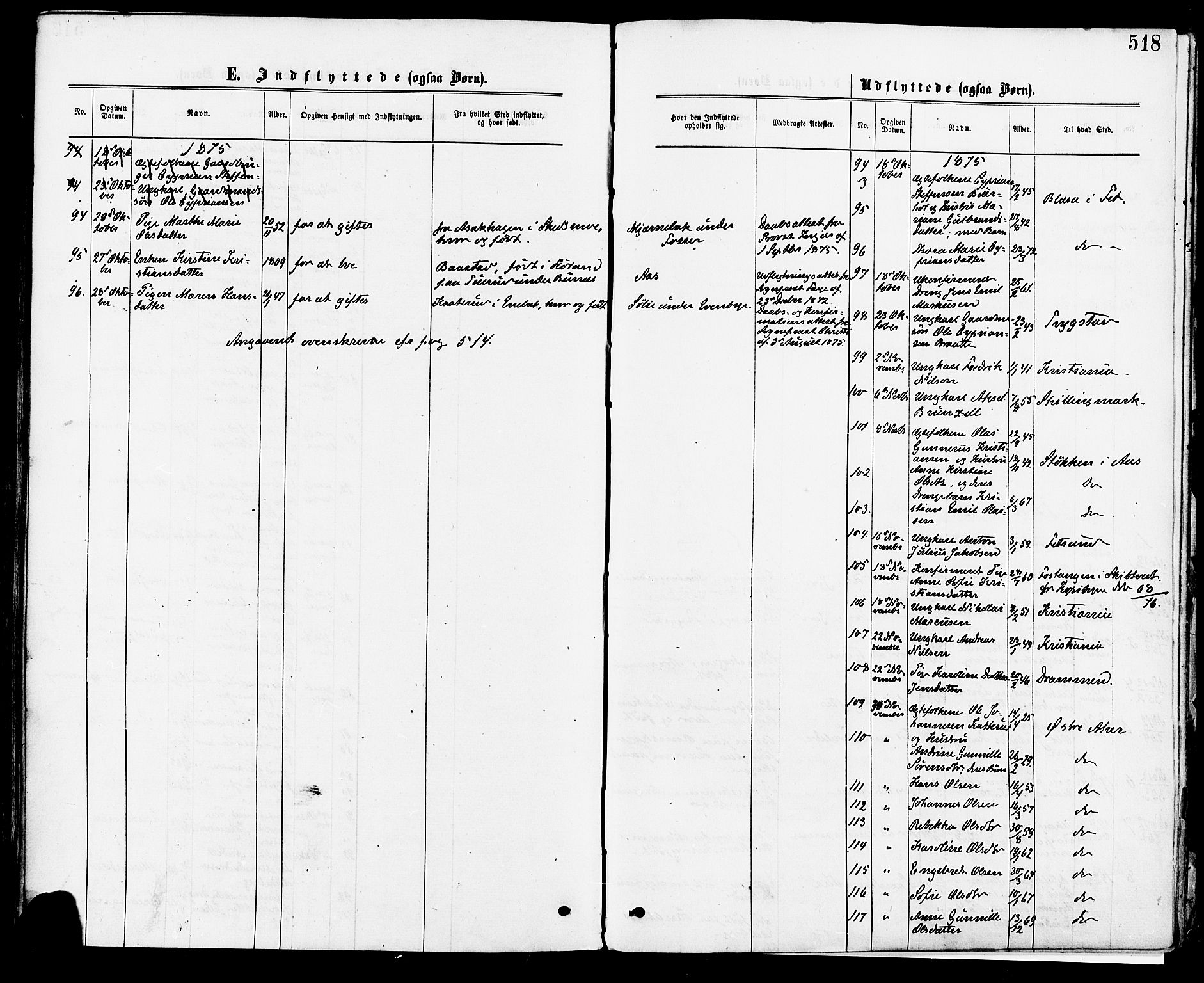 Høland prestekontor Kirkebøker, AV/SAO-A-10346a/F/Fa/L0012.a: Ministerialbok nr. I 12A, 1869-1879, s. 518