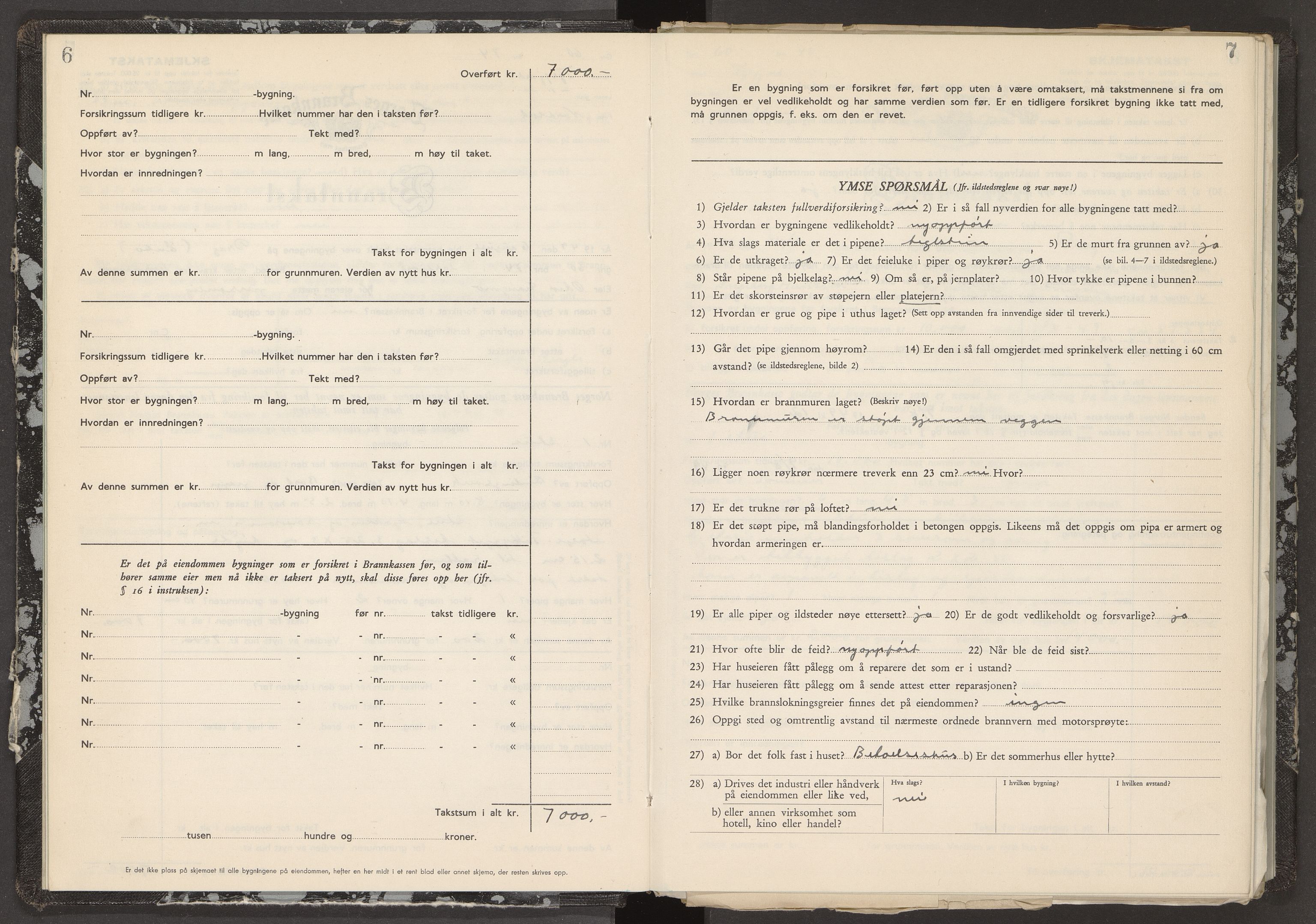 Norges Brannkasse Tysfjord, AV/SAT-A-5581/Fa/L0007: Branntakstprotokoll med skjema, 1949-1955