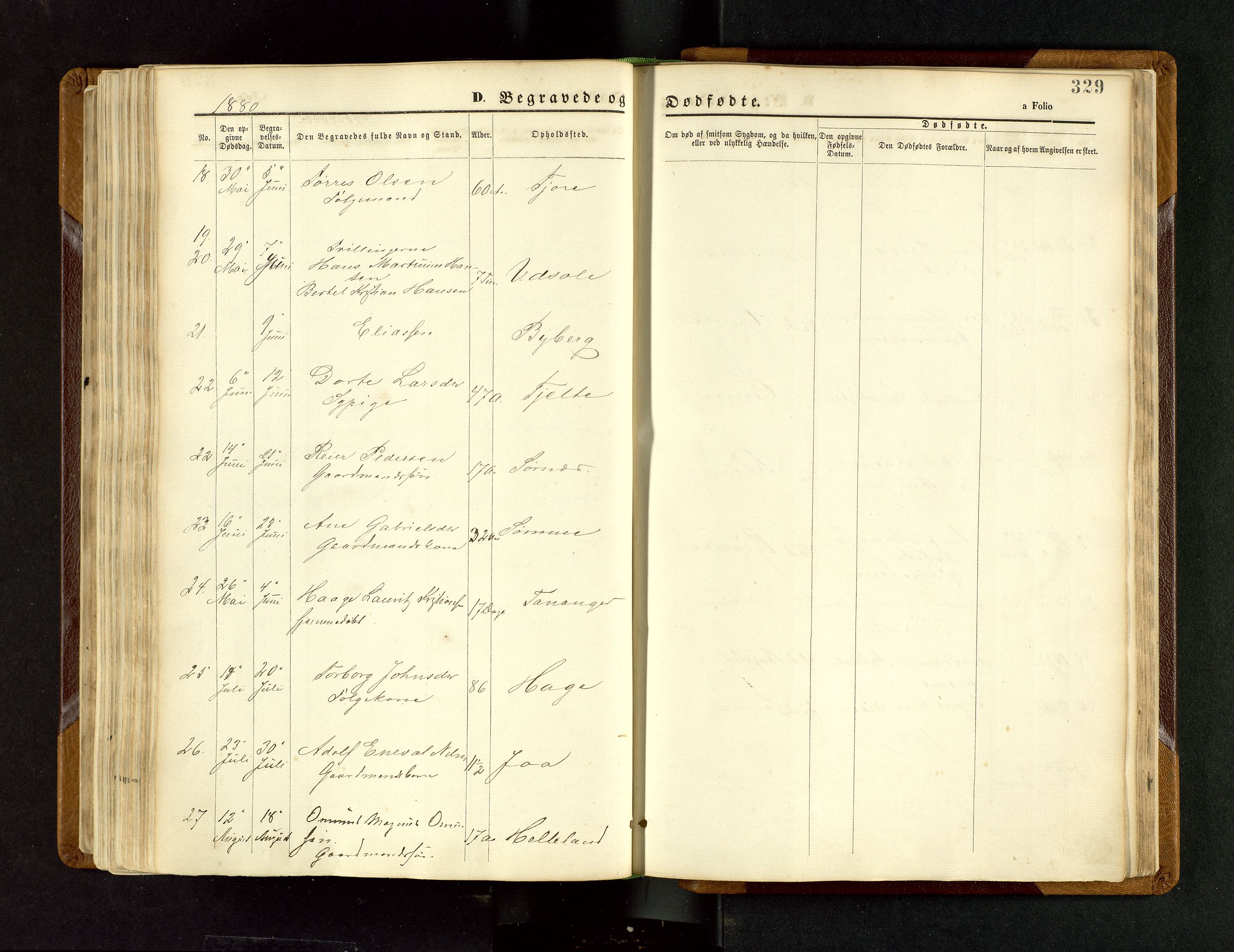 Håland sokneprestkontor, AV/SAST-A-101802/001/30BB/L0003: Klokkerbok nr. B 3, 1873-1893, s. 329