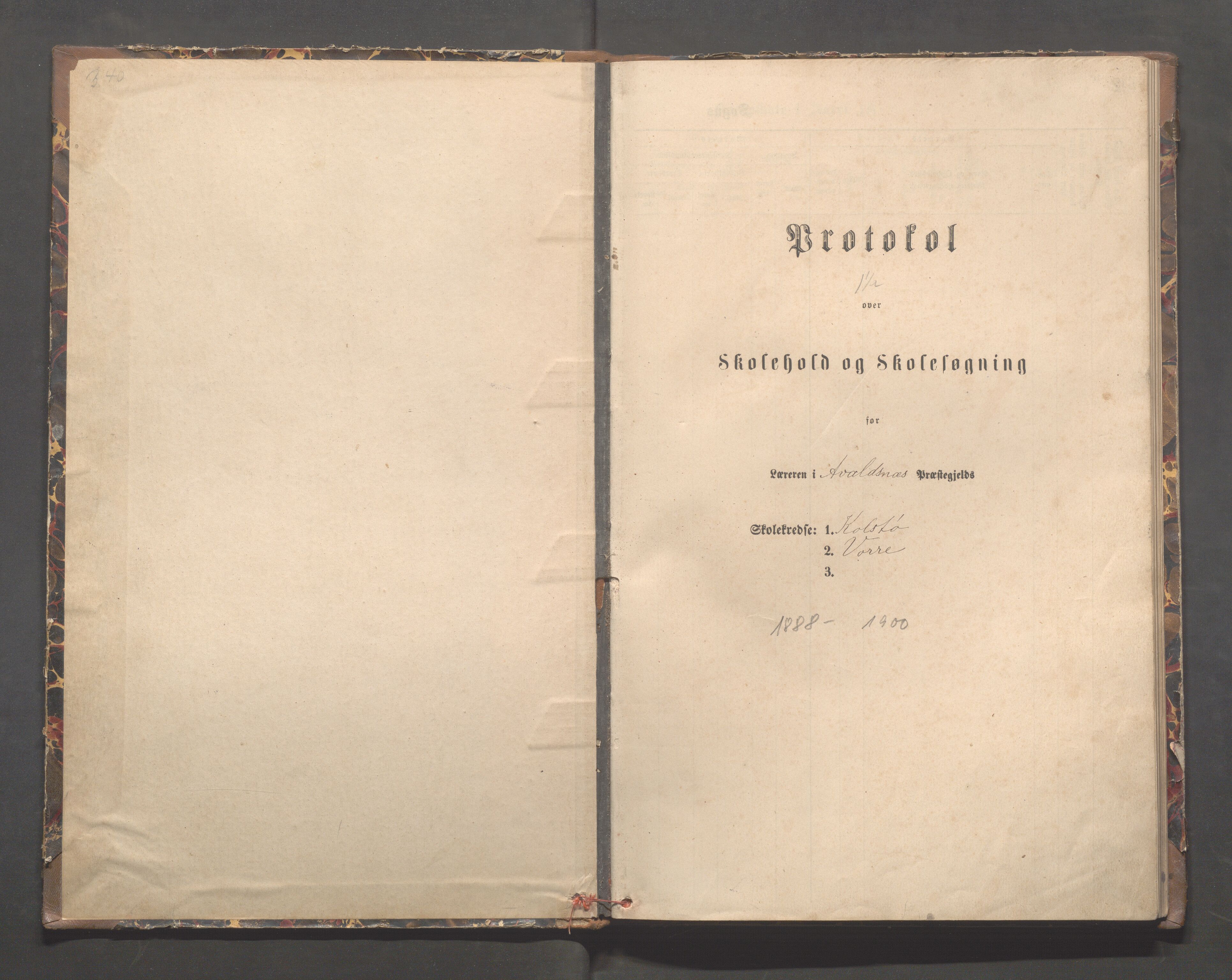 Avaldsnes kommune - Kolstø og Vorre skole, IKAR/K-101688/H/L0002: Skoleprotokoll, 1888-1900