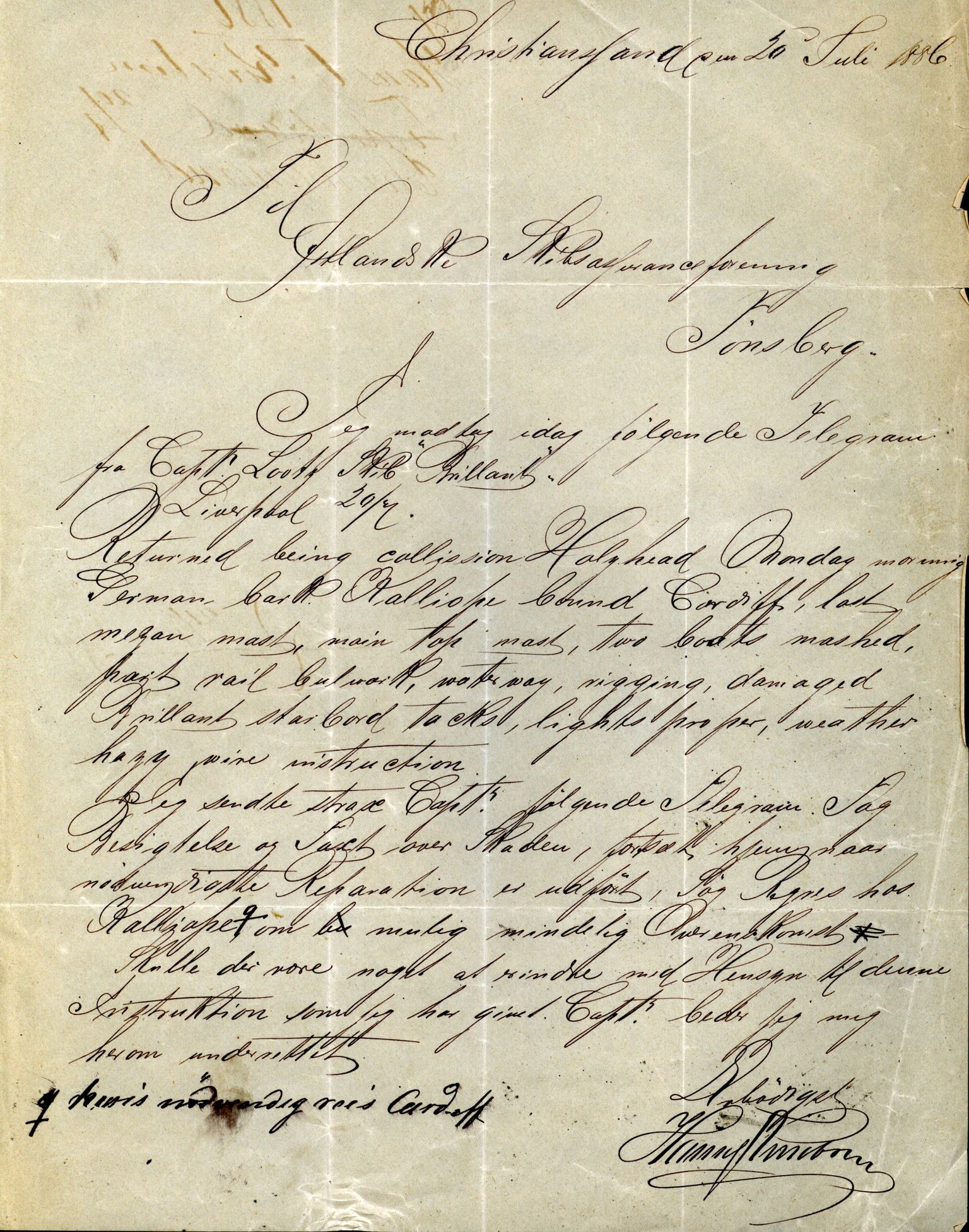 Pa 63 - Østlandske skibsassuranceforening, VEMU/A-1079/G/Ga/L0019/0010: Havaridokumenter / Victoria, Vigor, Cathrine, Brillant, Alvega, Rotvid, 1886, s. 29