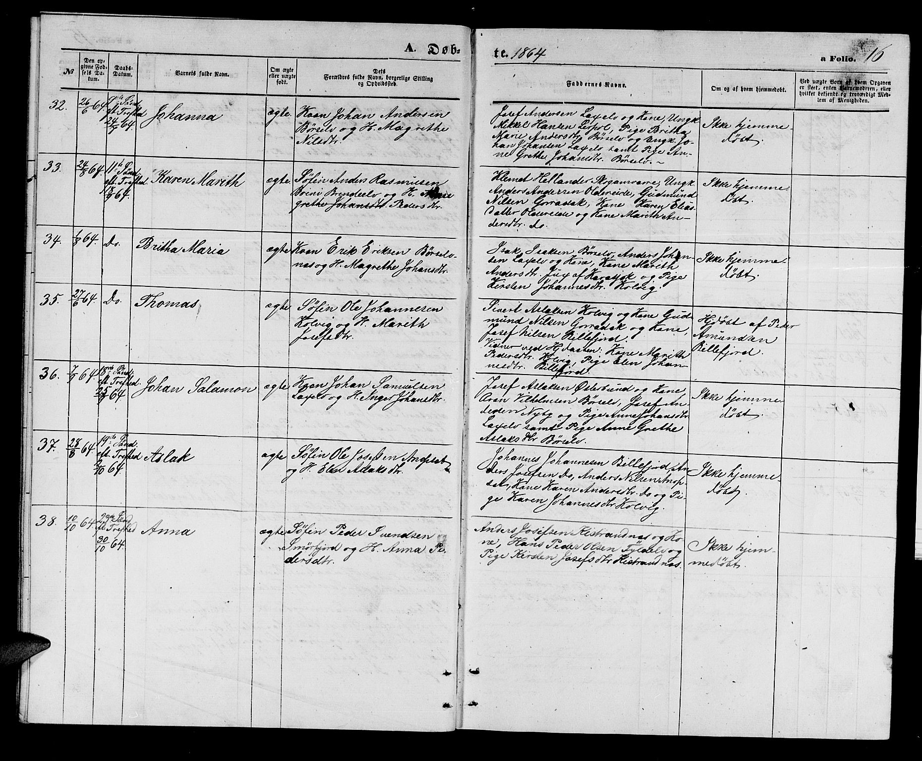 Kistrand/Porsanger sokneprestembete, AV/SATØ-S-1351/H/Hb/L0002.klokk: Klokkerbok nr. 2, 1862-1873, s. 16