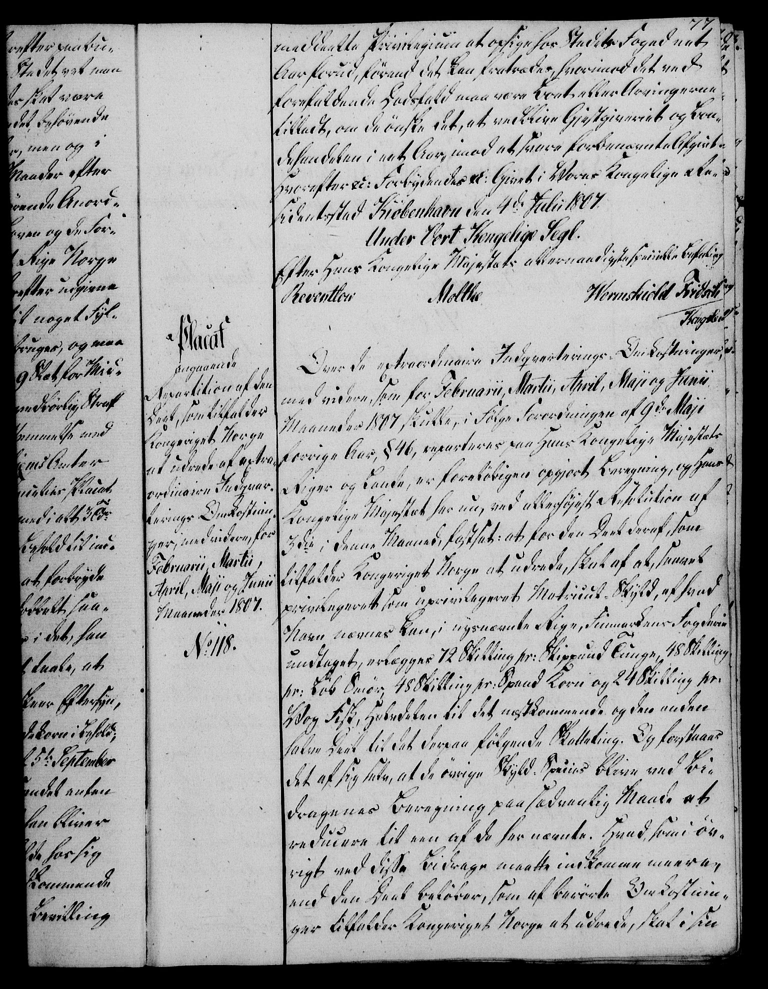 Rentekammeret, Kammerkanselliet, RA/EA-3111/G/Gg/Gga/L0019: Norsk ekspedisjonsprotokoll med register (merket RK 53.19), 1807-1810, s. 77