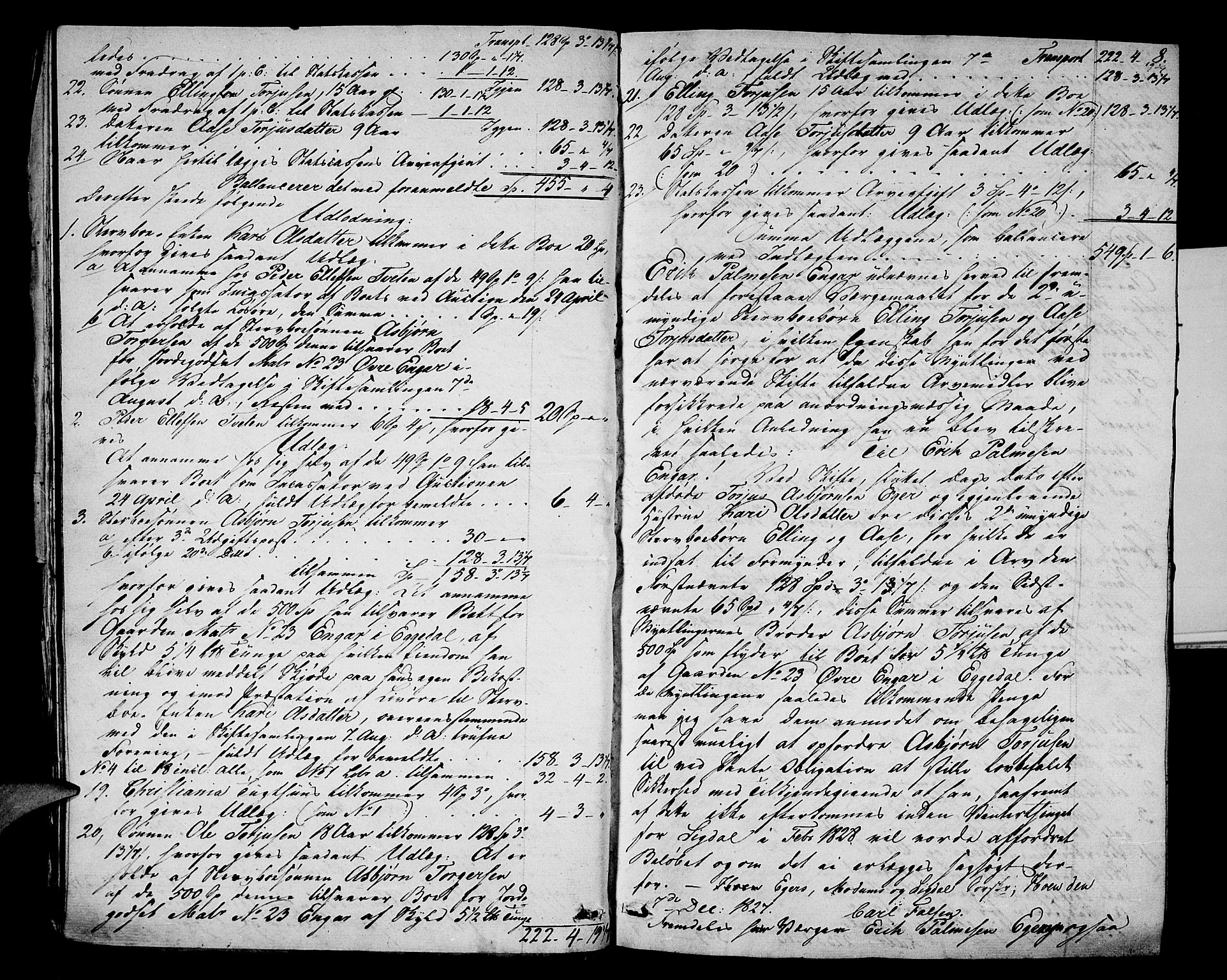 Eiker, Modum og Sigdal sorenskriveri, AV/SAKO-A-123/H/Hb/Hbc/L0001: Skifteutlodningsprotokoll, 1827-1835, s. 7b-8a