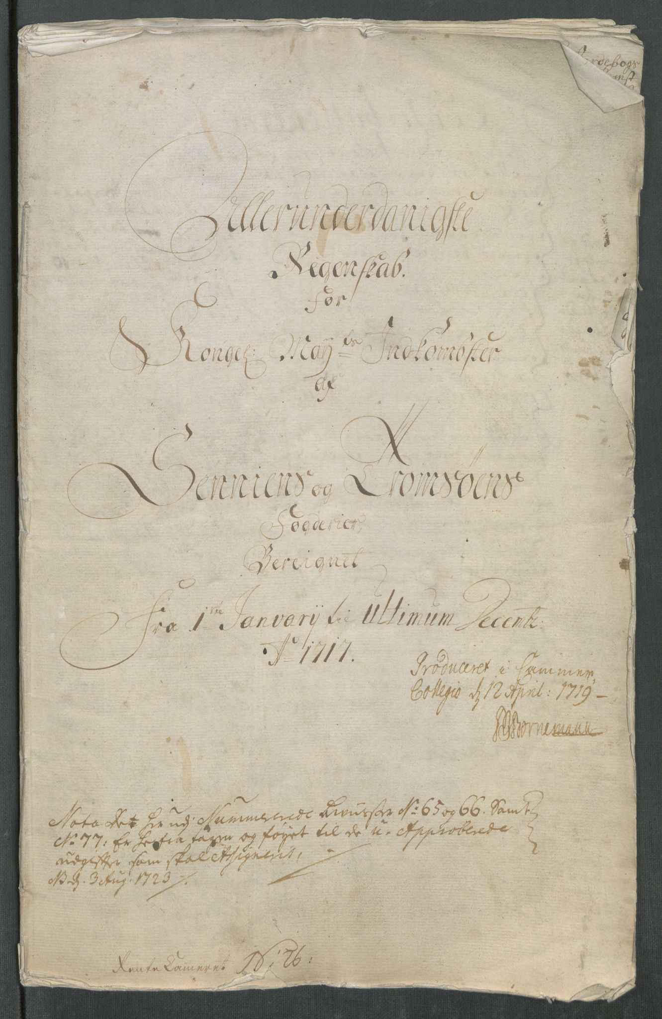 Rentekammeret inntil 1814, Reviderte regnskaper, Fogderegnskap, AV/RA-EA-4092/R68/L4763: Fogderegnskap Senja og Troms, 1717, s. 5