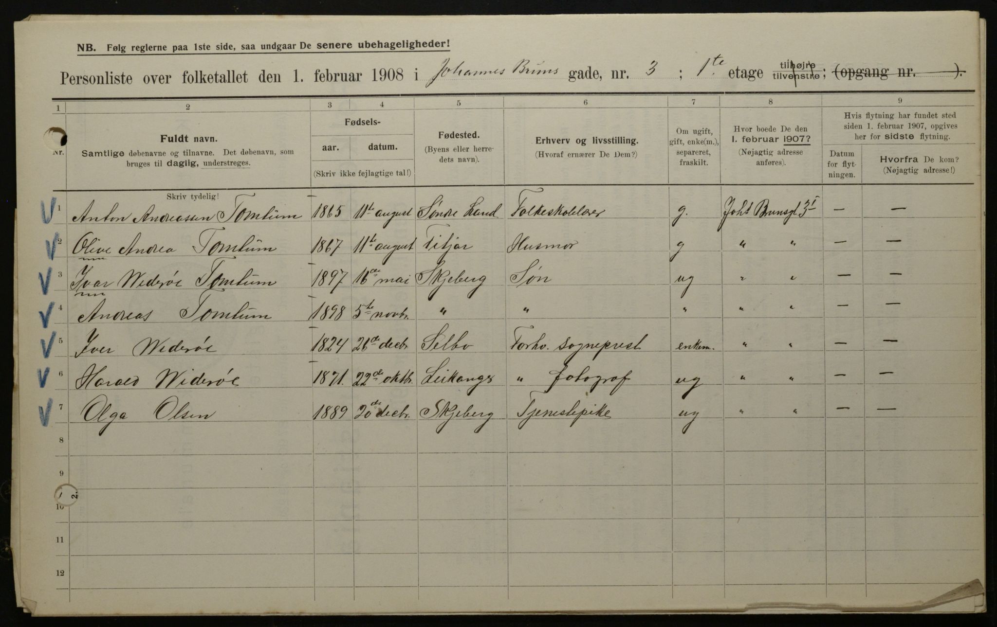 OBA, Kommunal folketelling 1.2.1908 for Kristiania kjøpstad, 1908, s. 42033