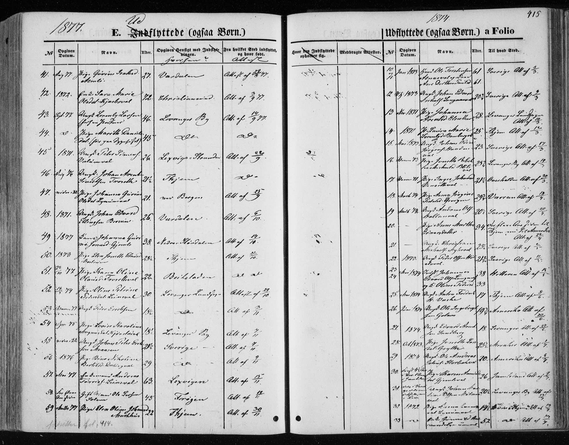 Ministerialprotokoller, klokkerbøker og fødselsregistre - Nord-Trøndelag, SAT/A-1458/717/L0157: Ministerialbok nr. 717A08 /1, 1863-1877, s. 415