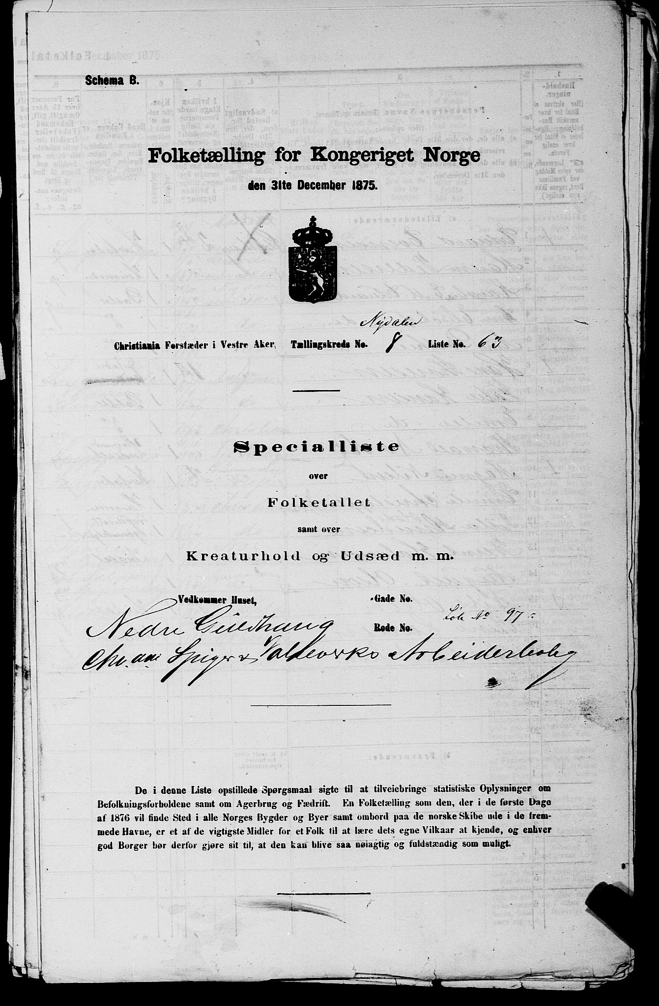 RA, Folketelling 1875 for 0218aP Vestre Aker prestegjeld, 1875, s. 1342