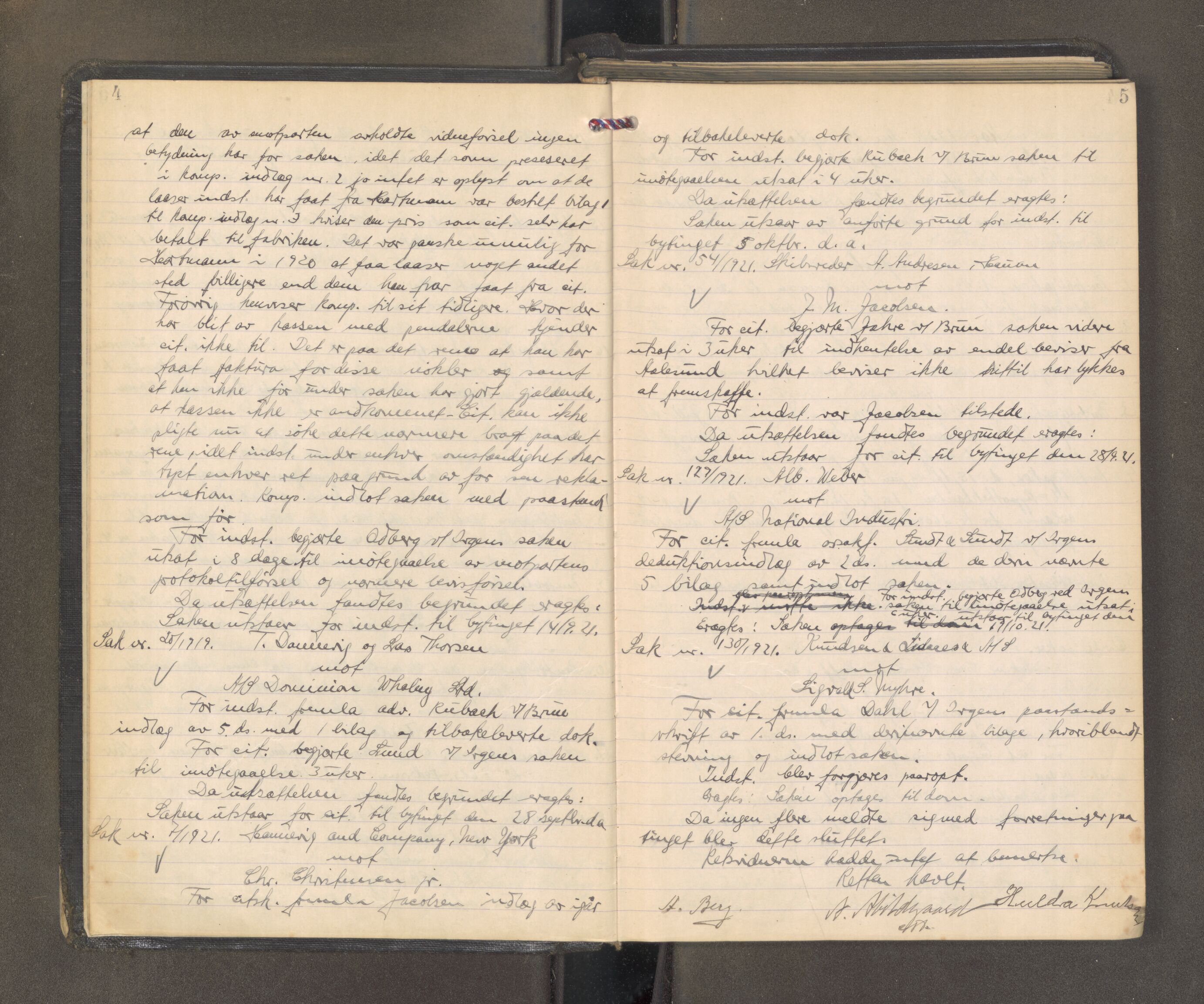 Sandefjord byfogd - 1, AV/SAKO-A-122/F/Fa/L0011: Tingbok, 1921-1923, s. 4-5
