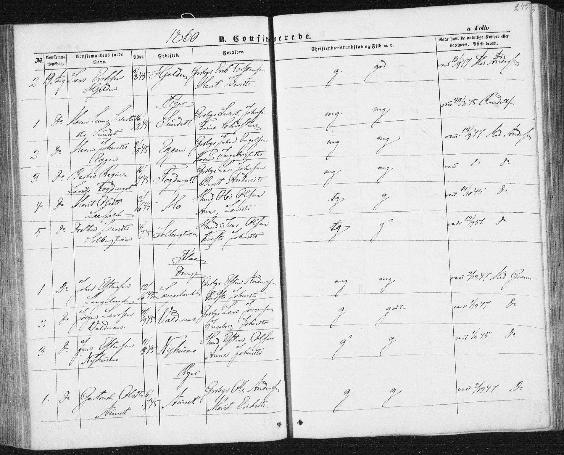 Ministerialprotokoller, klokkerbøker og fødselsregistre - Sør-Trøndelag, SAT/A-1456/691/L1076: Ministerialbok nr. 691A08, 1852-1861, s. 245