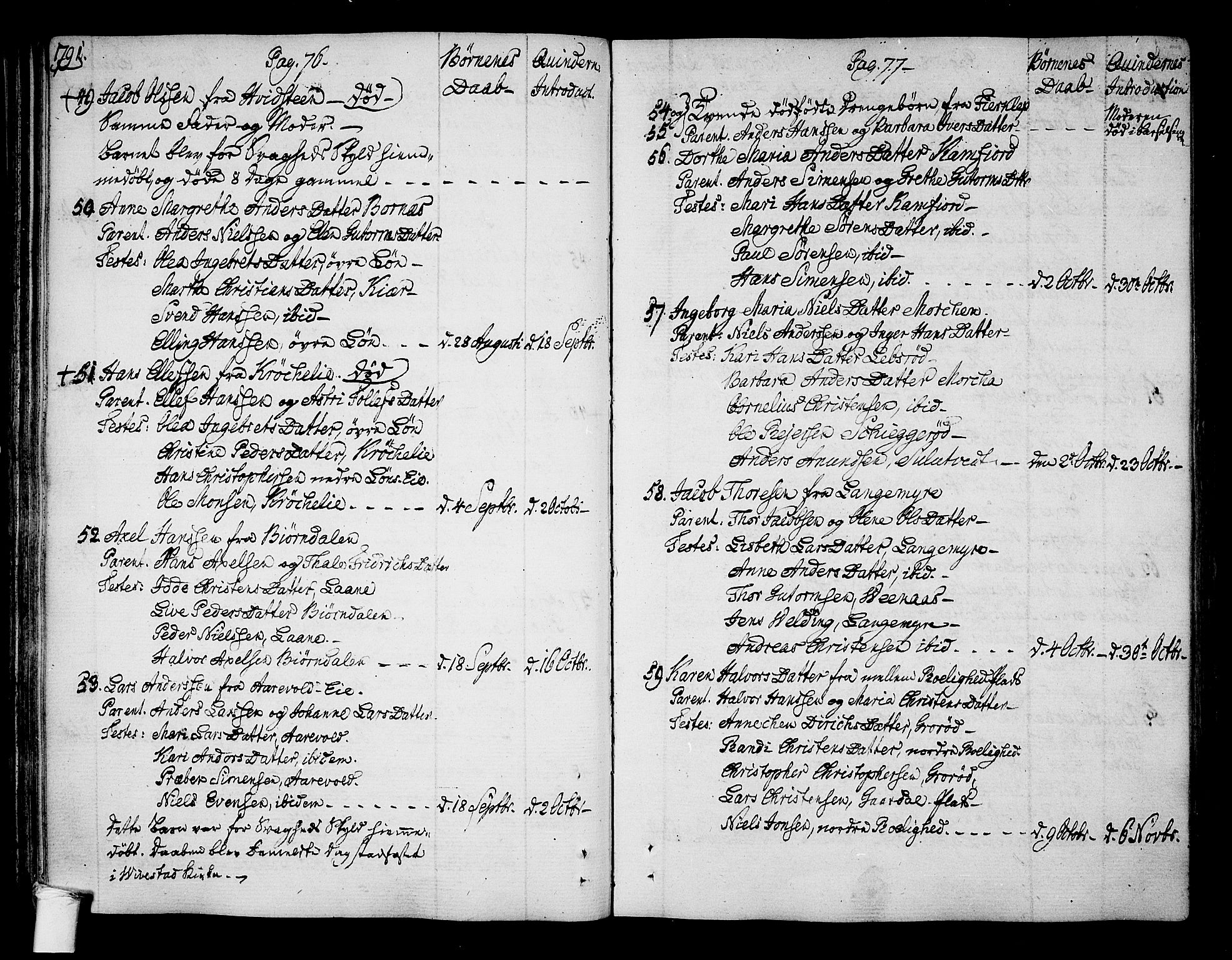 Ramnes kirkebøker, SAKO/A-314/F/Fa/L0003: Ministerialbok nr. I 3, 1790-1813, s. 76-77