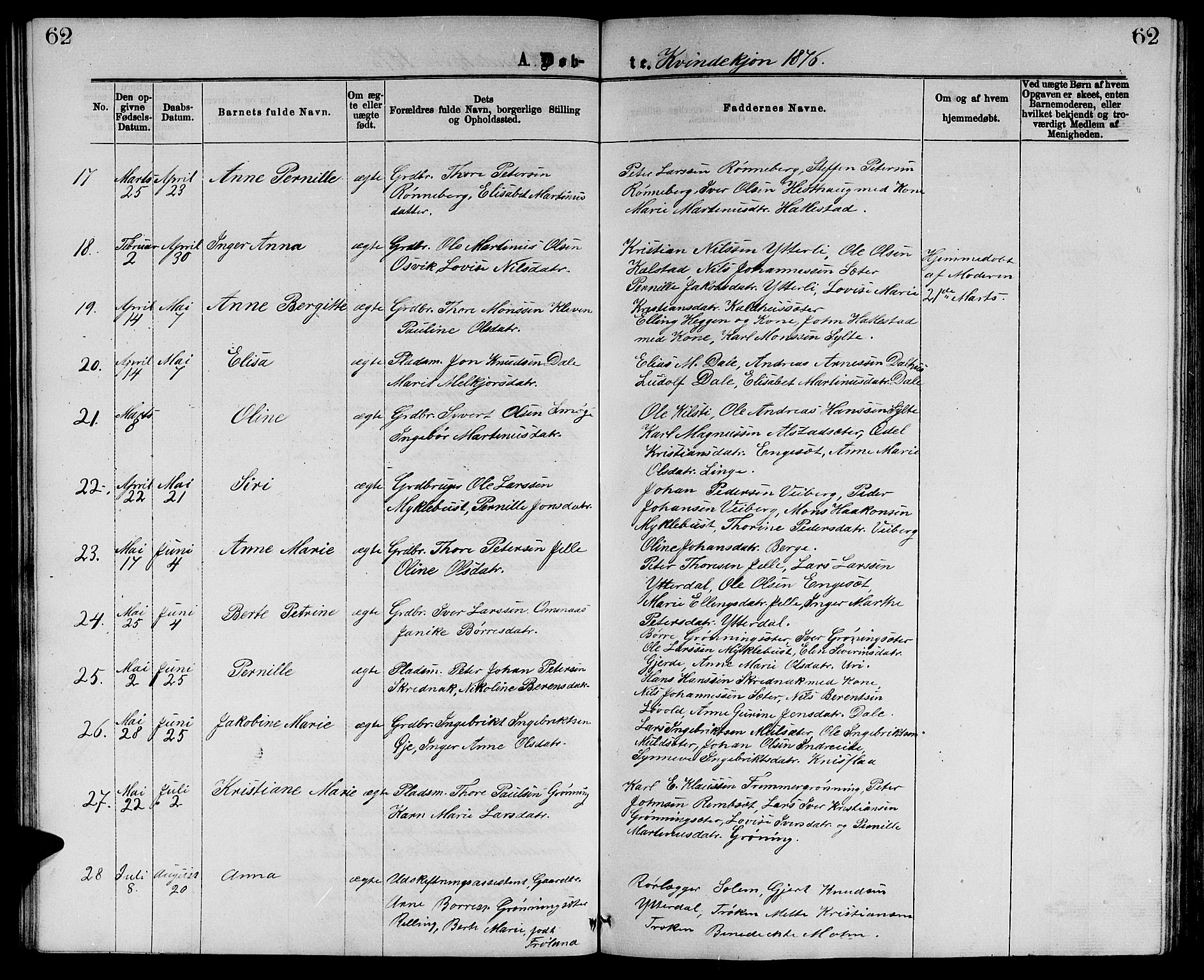 Ministerialprotokoller, klokkerbøker og fødselsregistre - Møre og Romsdal, SAT/A-1454/519/L0262: Klokkerbok nr. 519C03, 1866-1884, s. 62