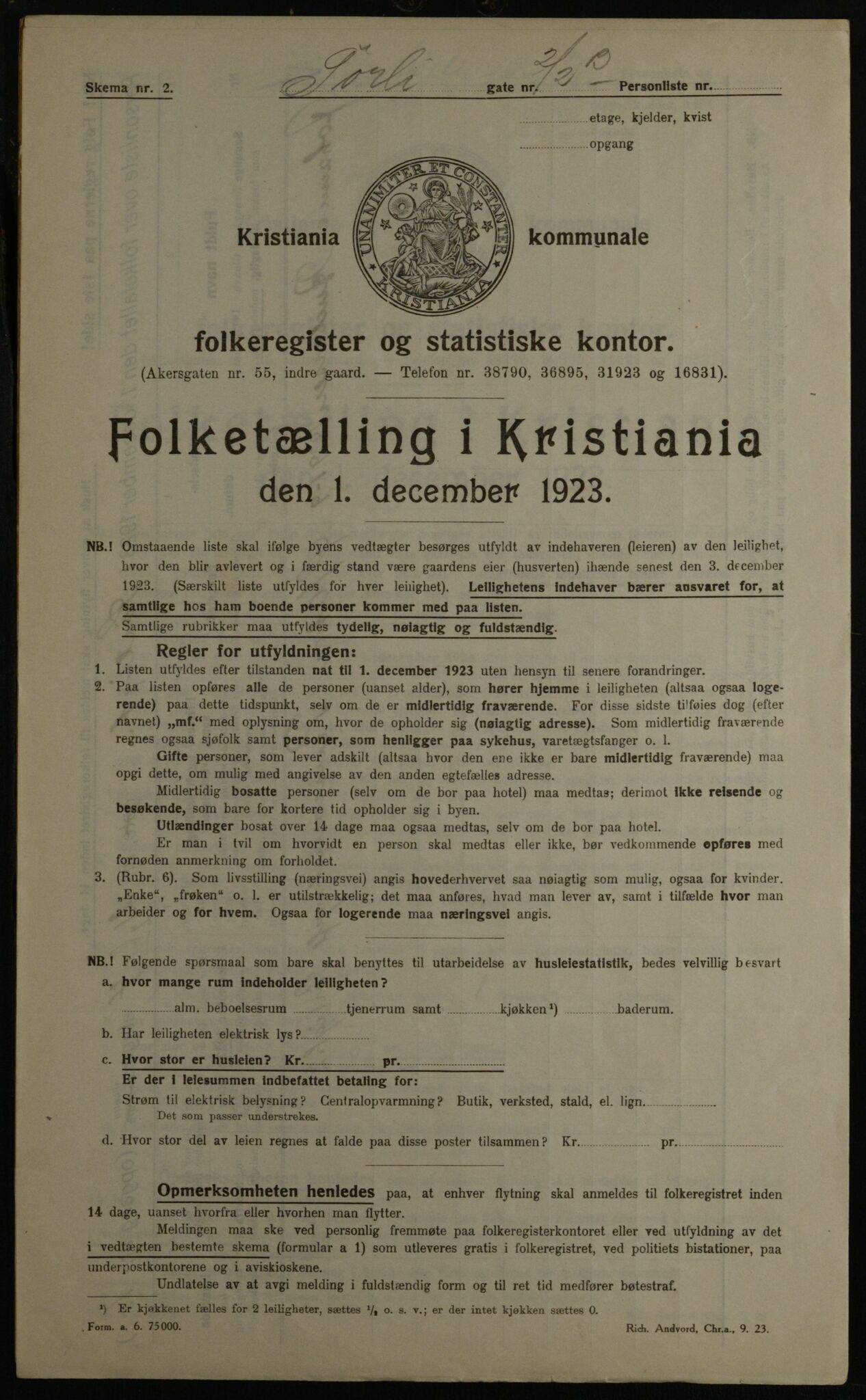 OBA, Kommunal folketelling 1.12.1923 for Kristiania, 1923, s. 117850