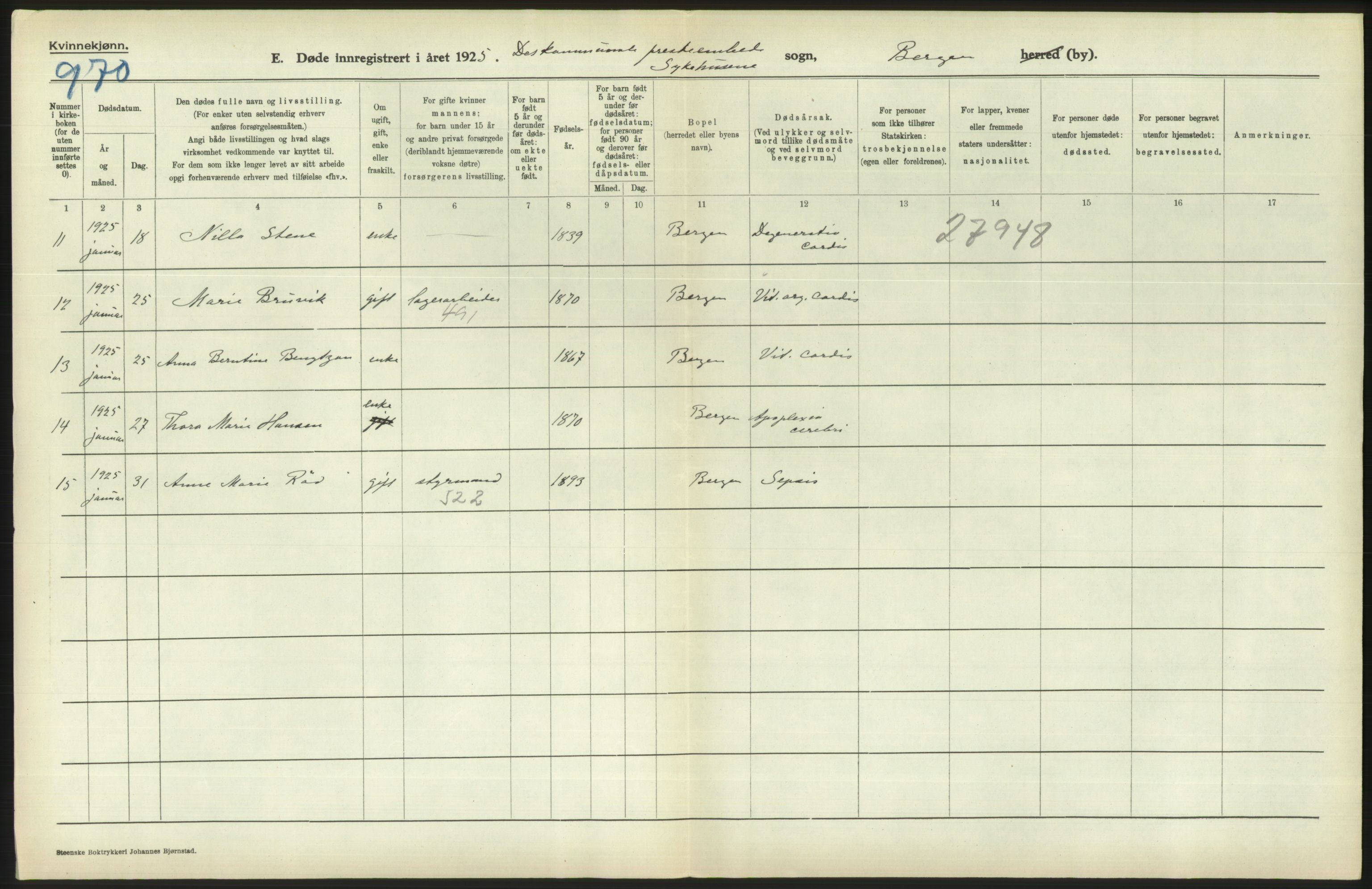 Statistisk sentralbyrå, Sosiodemografiske emner, Befolkning, AV/RA-S-2228/D/Df/Dfc/Dfce/L0029: Bergen: Gifte, døde., 1925, s. 840