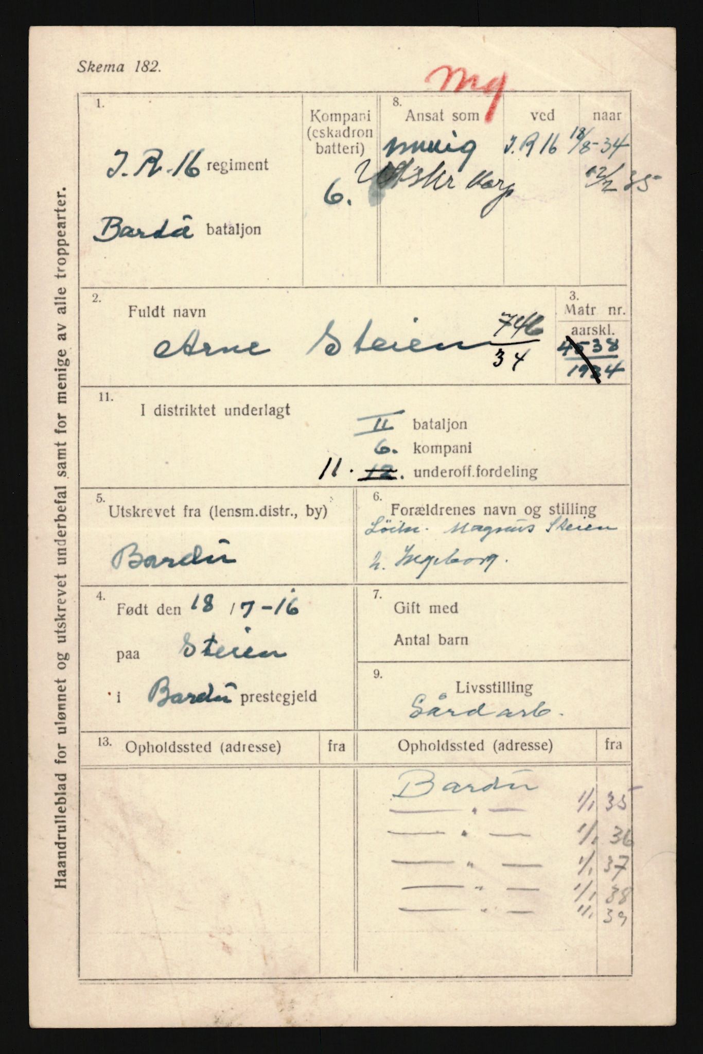 Forsvaret, Troms infanteriregiment nr. 16, AV/RA-RAFA-3146/P/Pa/L0018: Rulleblad for regimentets menige mannskaper, årsklasse 1934, 1934, s. 1177