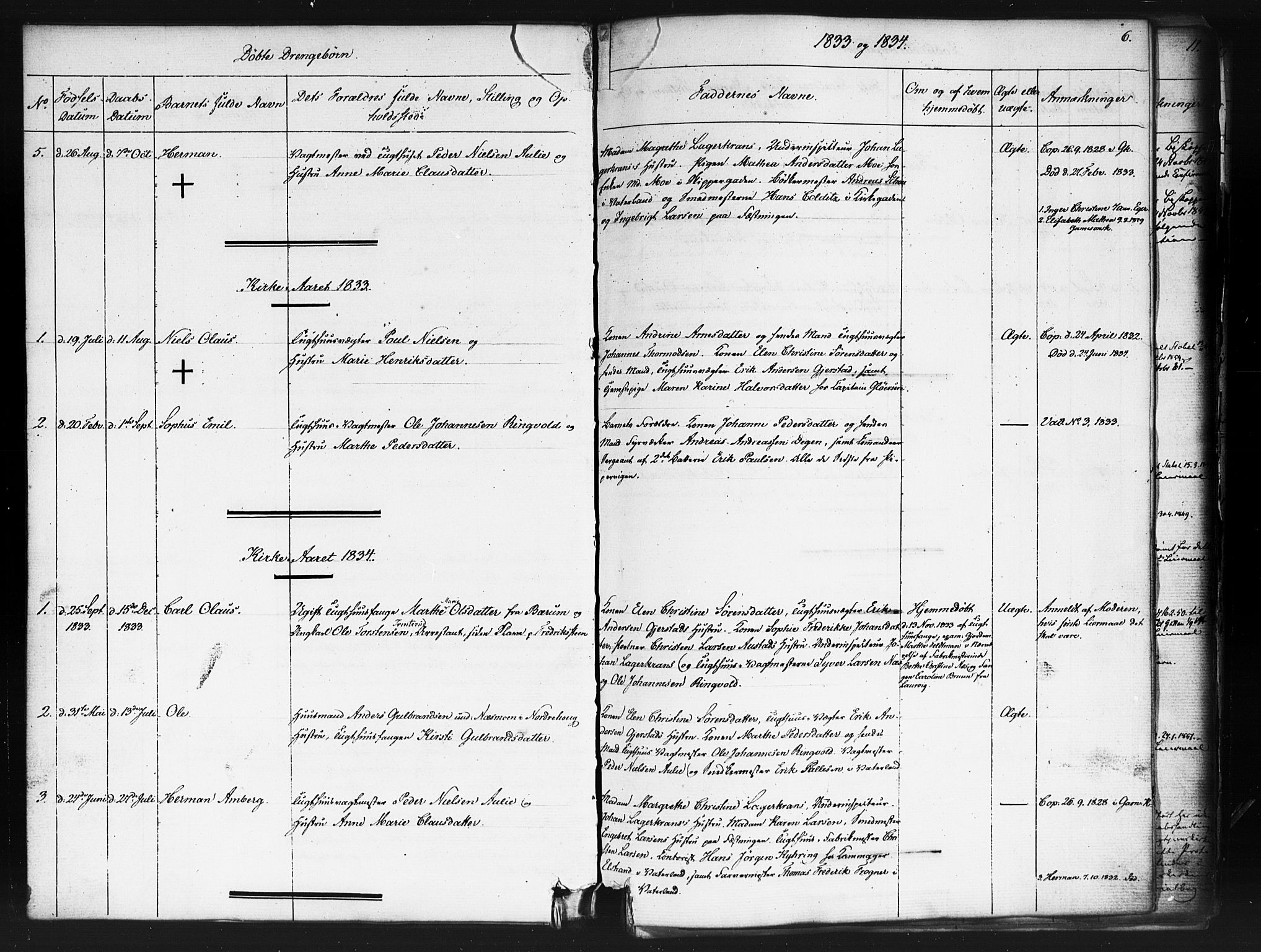 Kristiania tukthusprest Kirkebøker, SAO/A-10881/F/Fa/L0003: Ministerialbok nr. 3, 1831-1865, s. 6