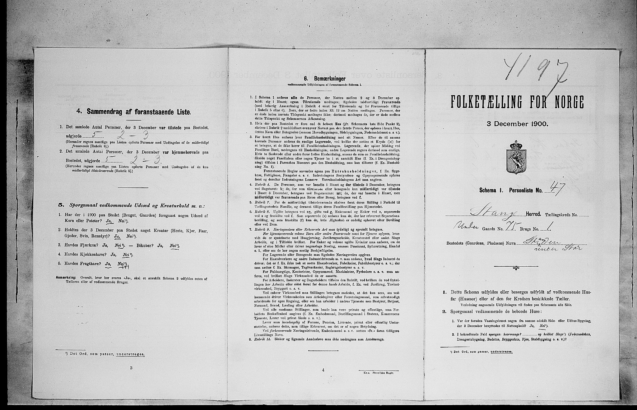 SAH, Folketelling 1900 for 0417 Stange herred, 1900, s. 887